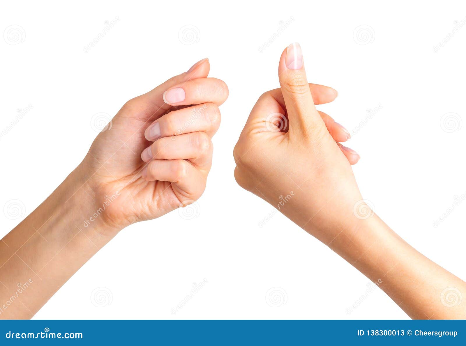 Set Of Woman Hands Holding Something With Two Fingers Stock Image