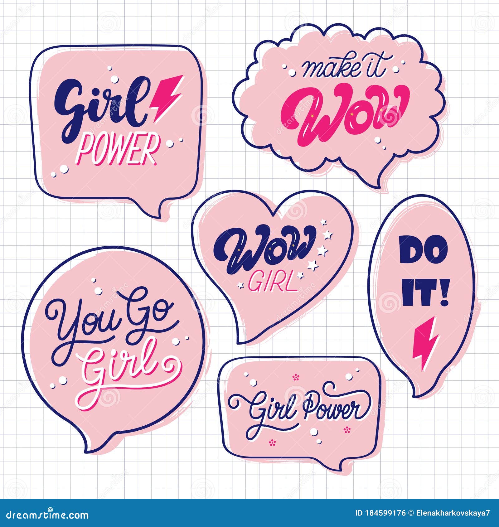 Download Vector Set Of Woman Motivational Quotes In Speech Bubbles ...