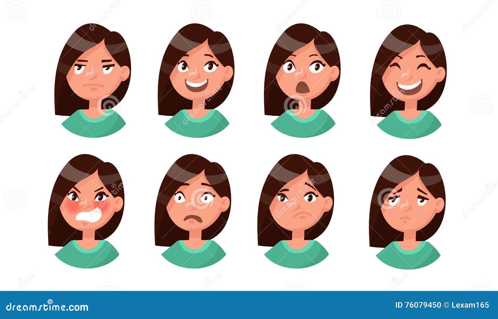 Character people avatar set face emotions Vector Image