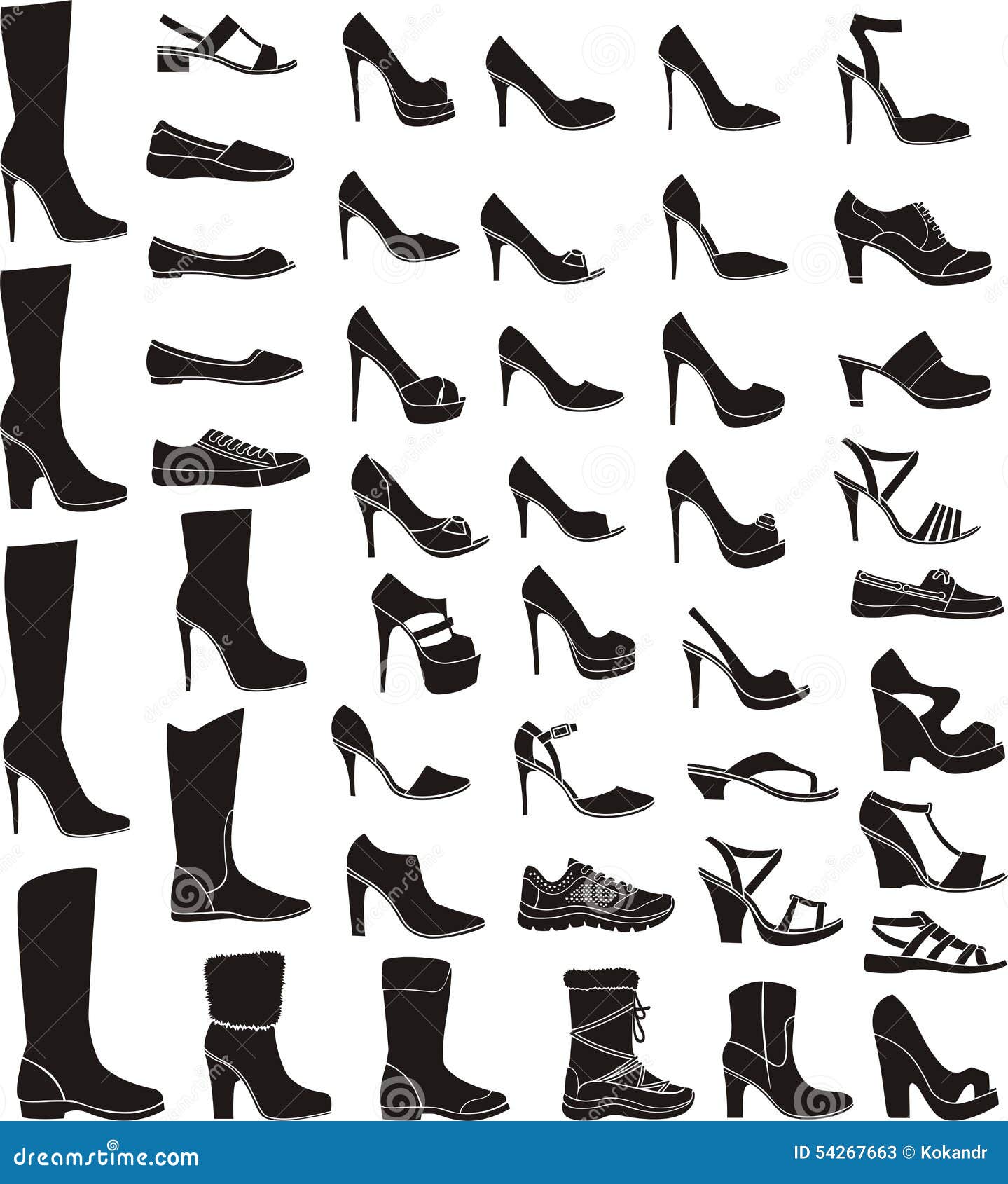 Set of a woman shoes stock vector. Illustration of silhouettes - 54267663