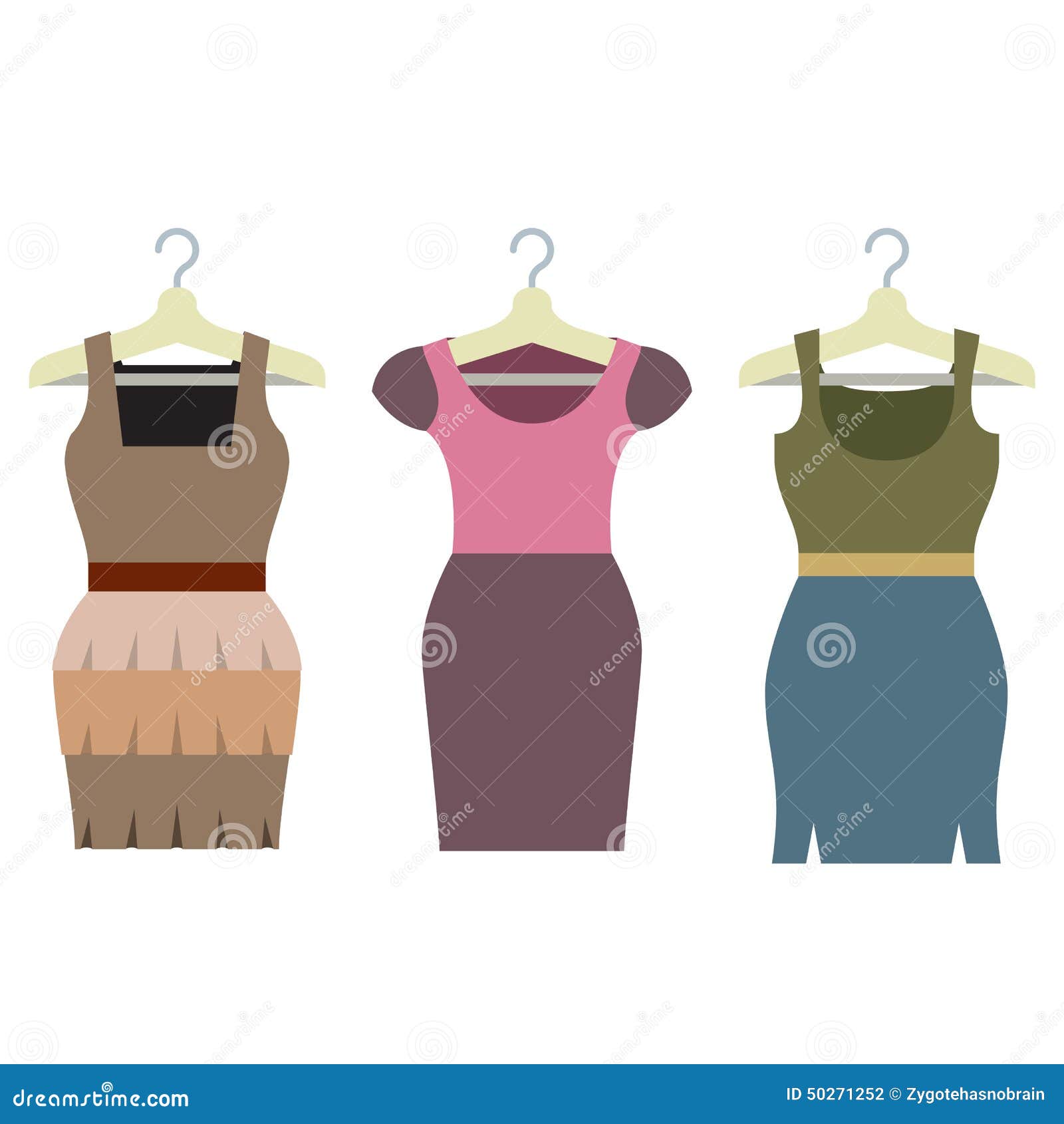 Set of Women Clothes with Hangers Stock Vector - Illustration of ...