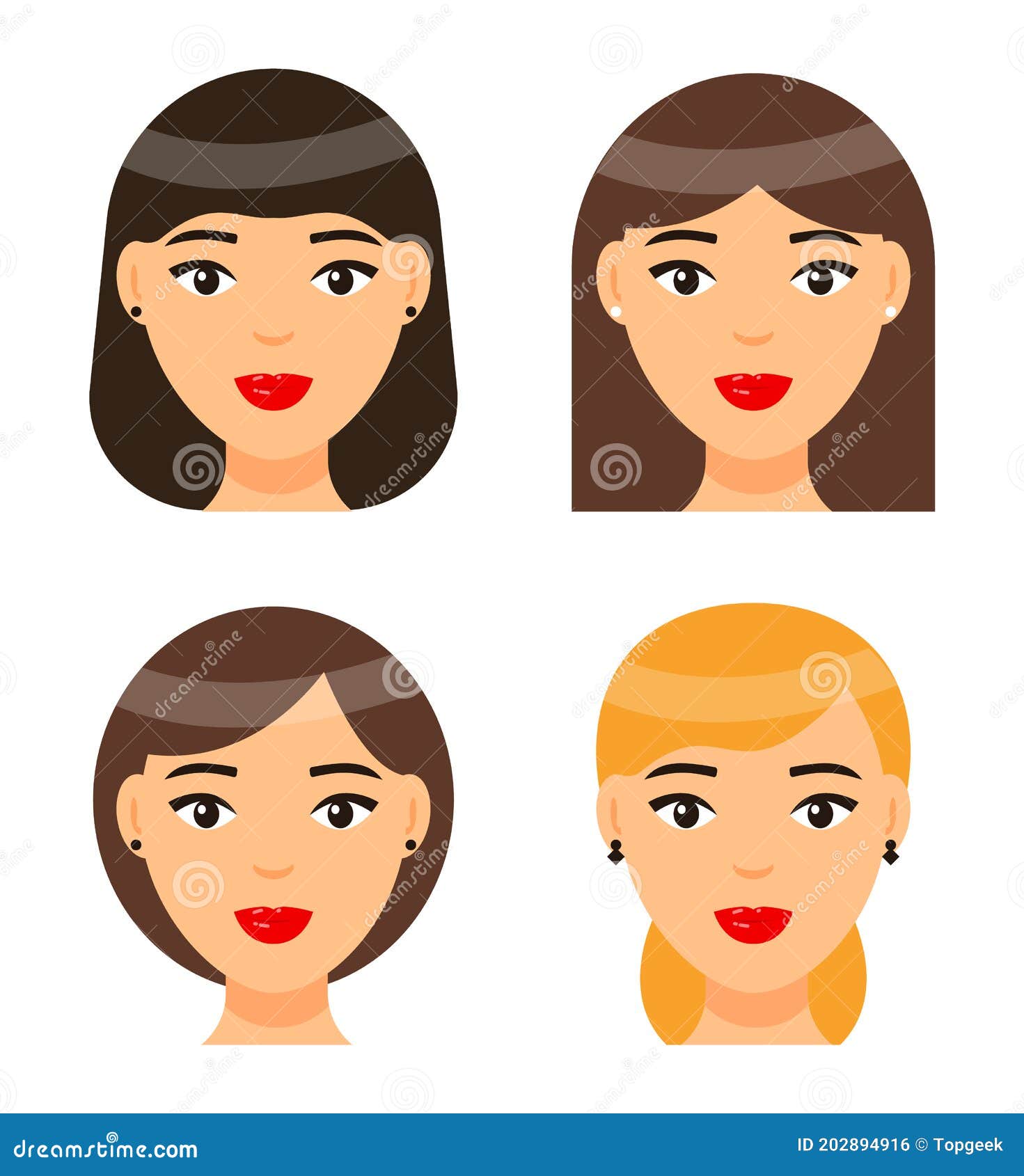 Set of Women with Different Haircuts or Hairstyles, Cartoon Character  Heads, Beautiful Female Faces Stock Vector - Illustration of long,  businesswoman: 202894916