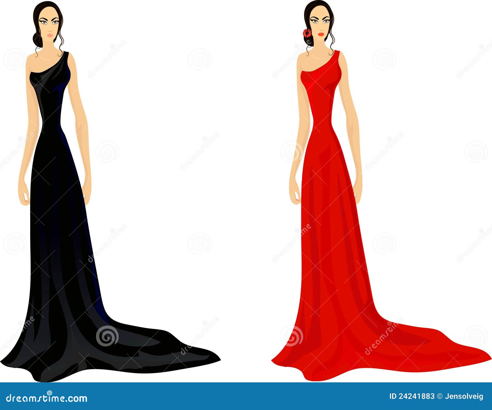 Set of Women in Evening Dress Stock Vector - Illustration of clothes ...