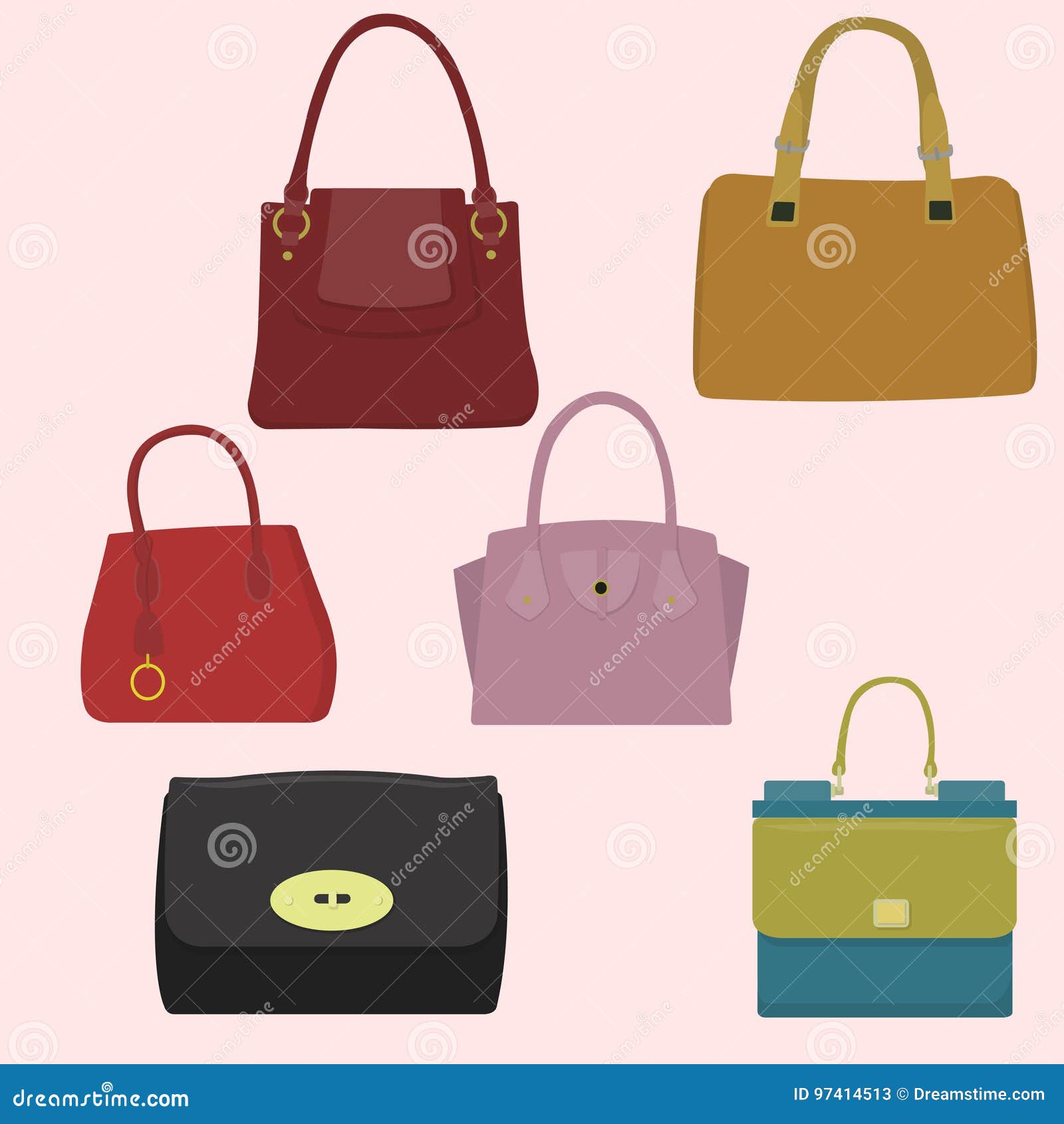 Set of Women handbags stock vector. Illustration of female - 97414513