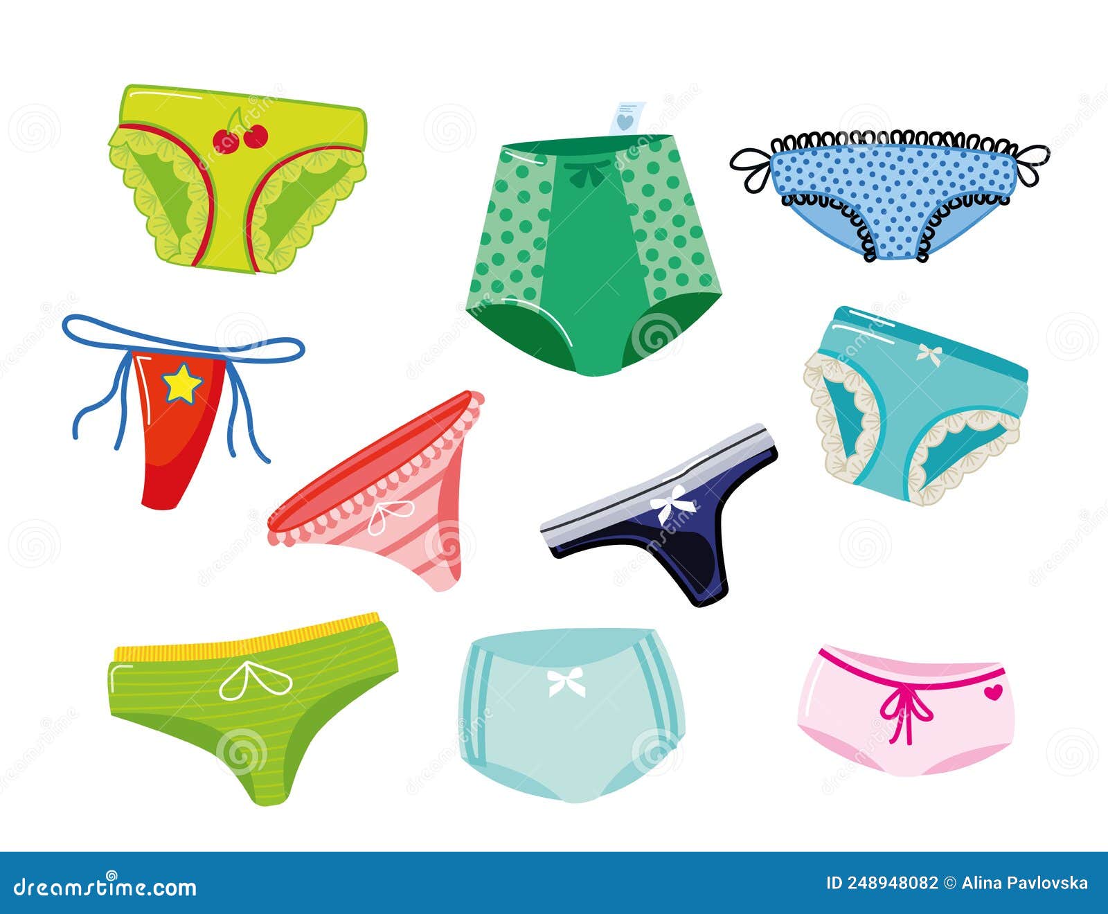 Set of Women Panties, Underwear Types String, Thong, Tanga, Bikini  Underclothing Lingerie Collection Stock Vector - Illustration of wear,  vector: 248948082