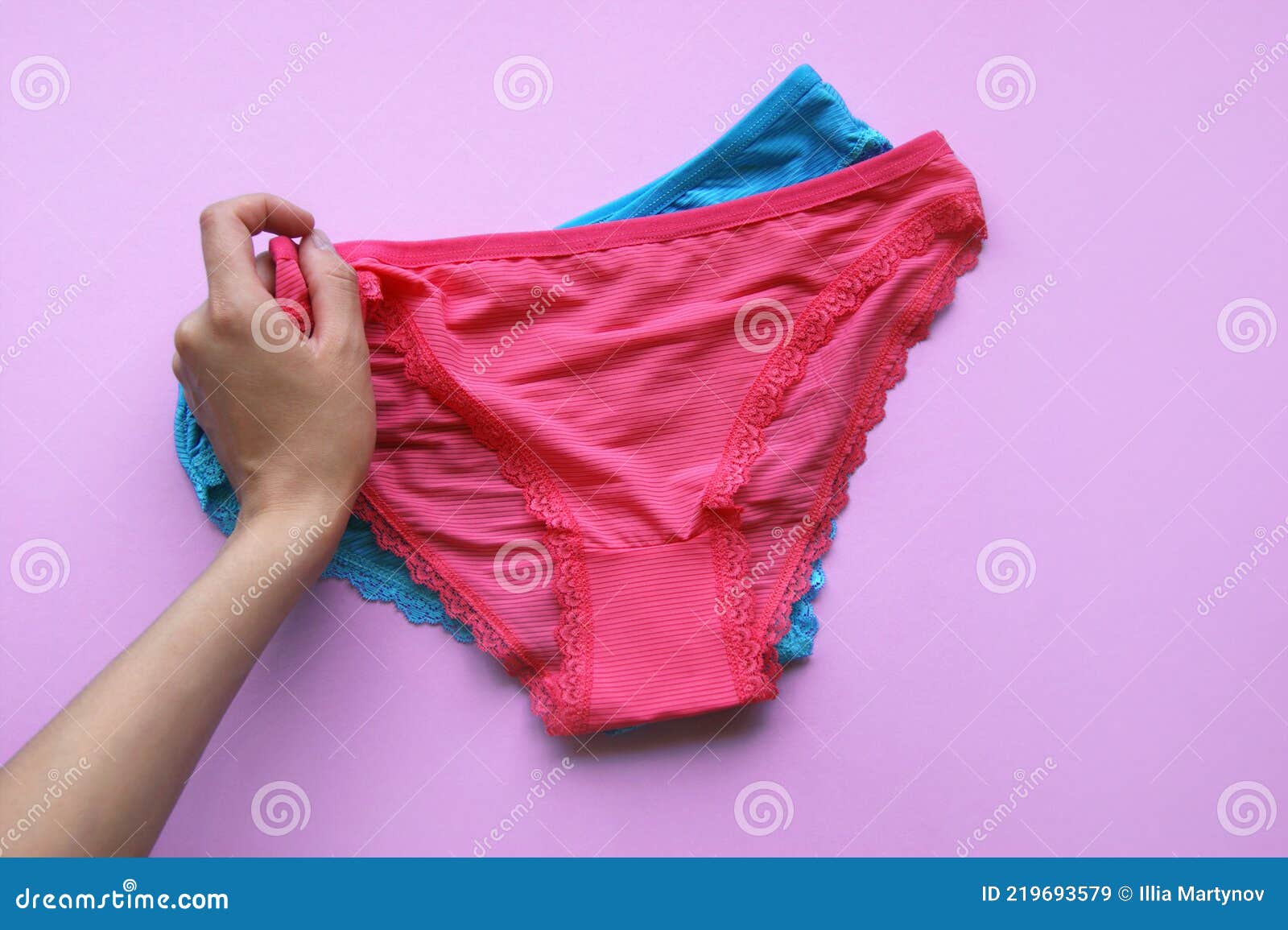 Set of Women S Panties on a Pink Background. Pink and Blue Underwear ...