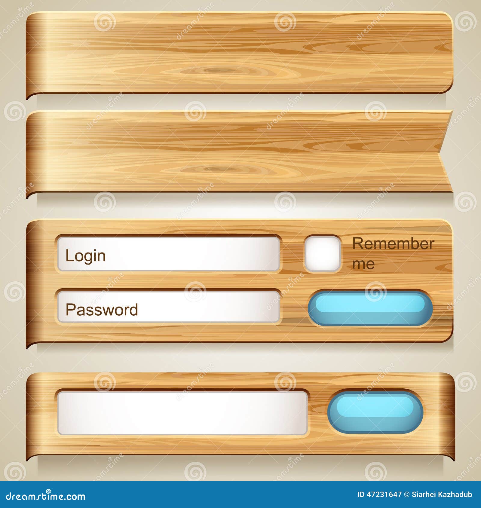 Set of Wood Elements for Design Stock Vector Illustration of board