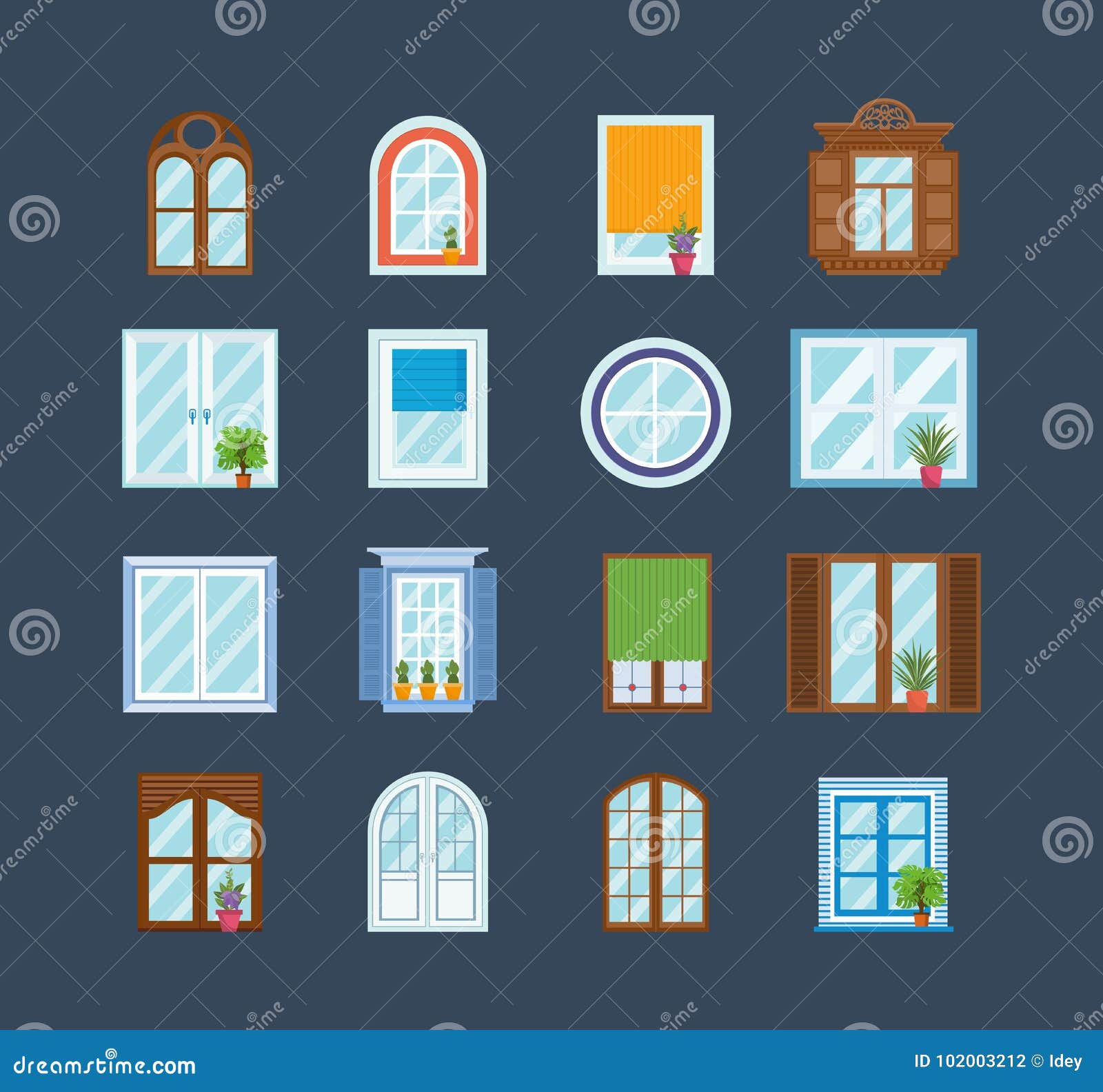 Set Of Wood Window Frames Architecture Design Outdoor Exterior