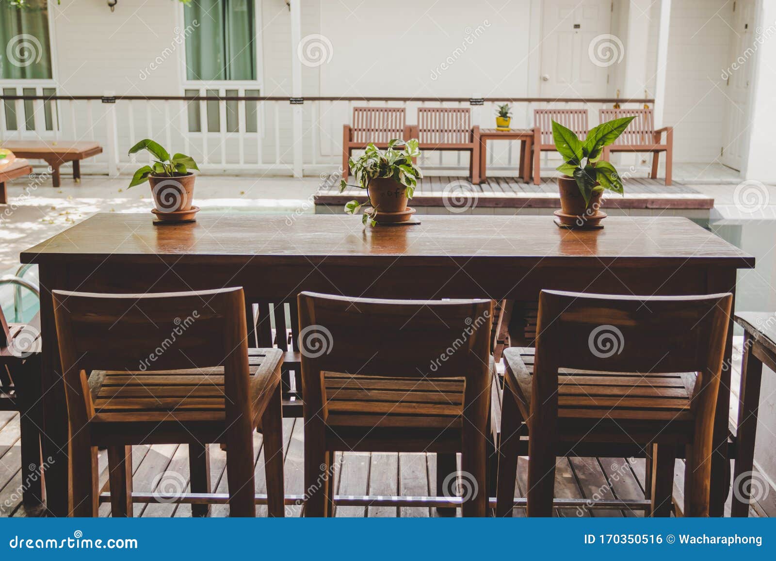 Set Of Wooden Chairs In Living Room Stock Photo Image Of Family Modern 170350516