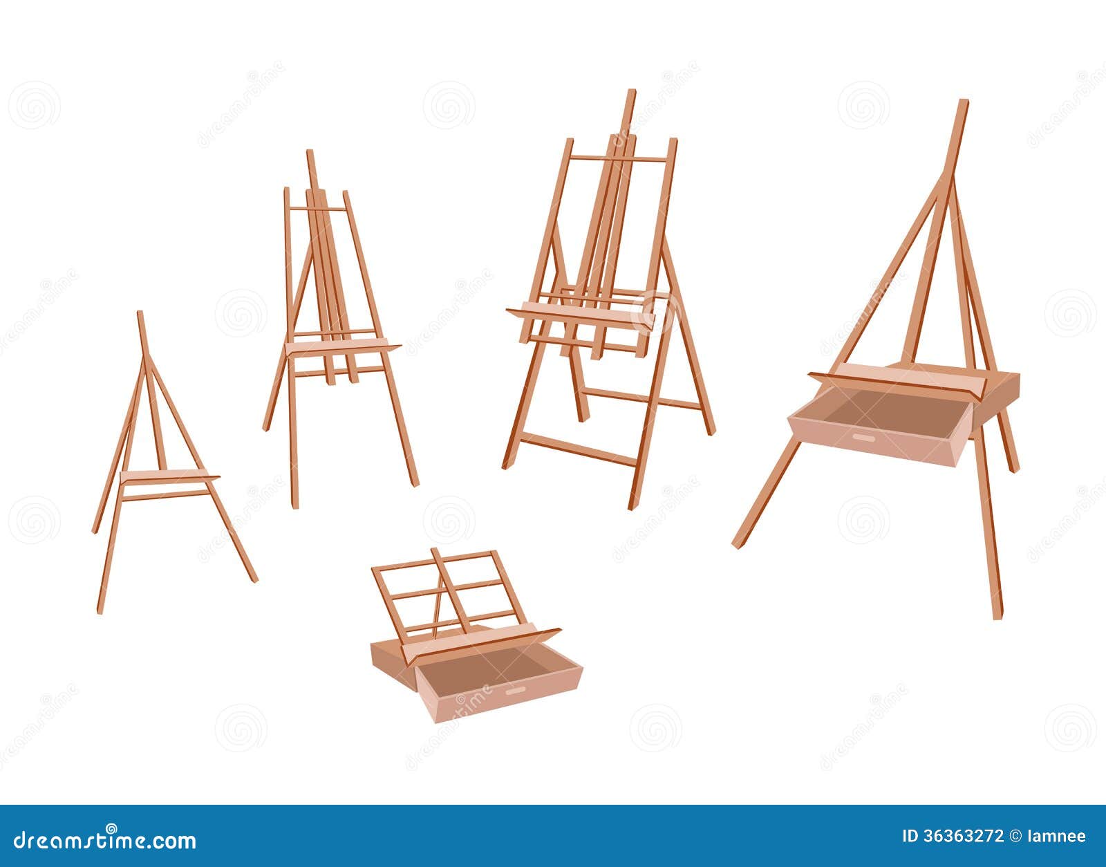 Set Of Wooden Easel On White Background Stock Photography 