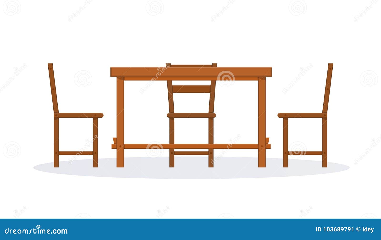 Set Of Wooden Furniture Picnic Furniture Chair And Table Stock