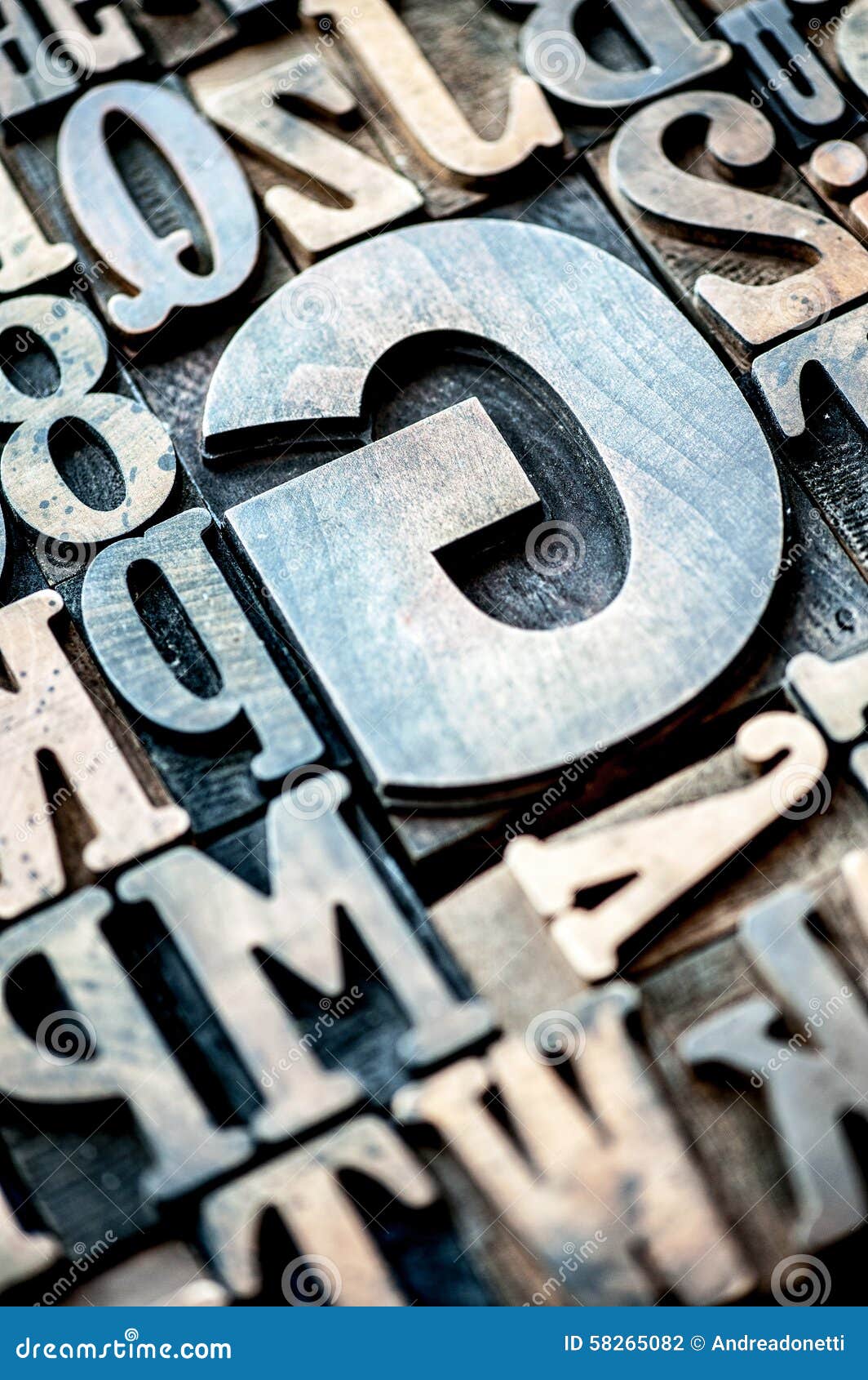 set of wooden typographical letters and numbers