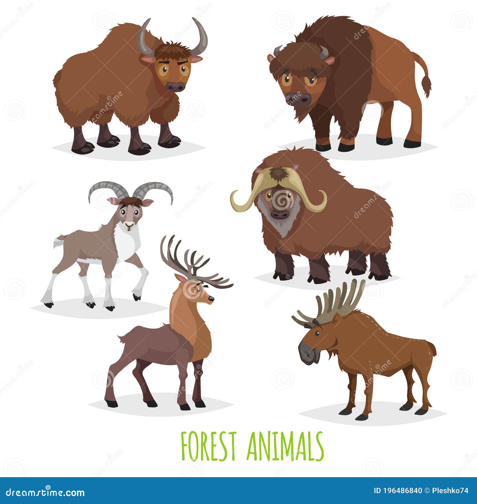 Set of Woodland and Forest Hoofed and Horned Animals. Europe and North  America Fauna Collection Stock Vector - Illustration of male, animal:  196486840