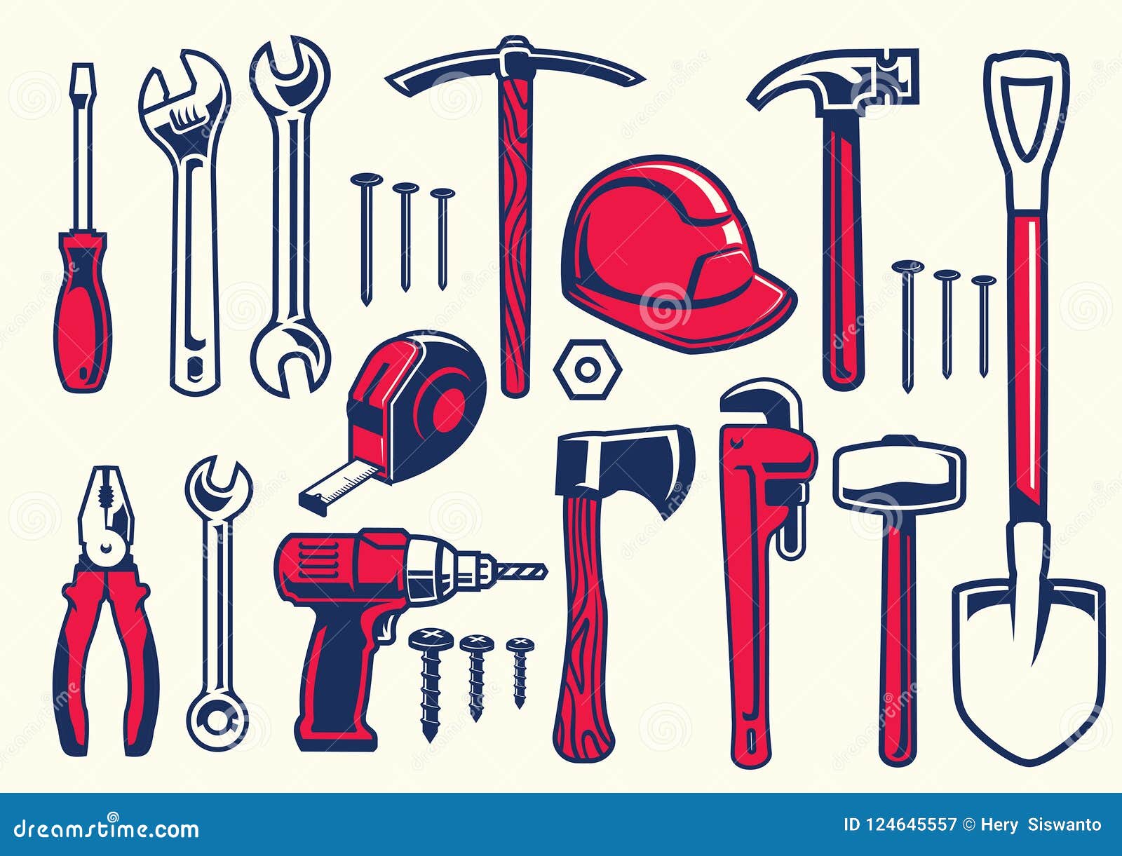 Set of worker hand tools stock vector. Illustration of labor 124645557