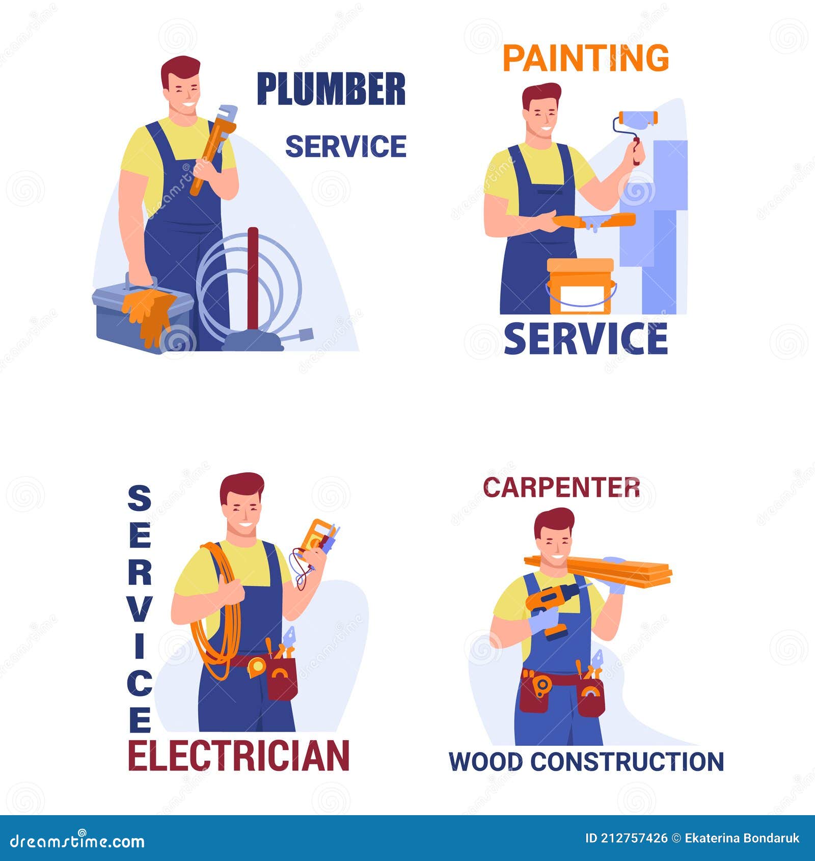Set of Workers of Various Construction, Repair Professions. Painter
