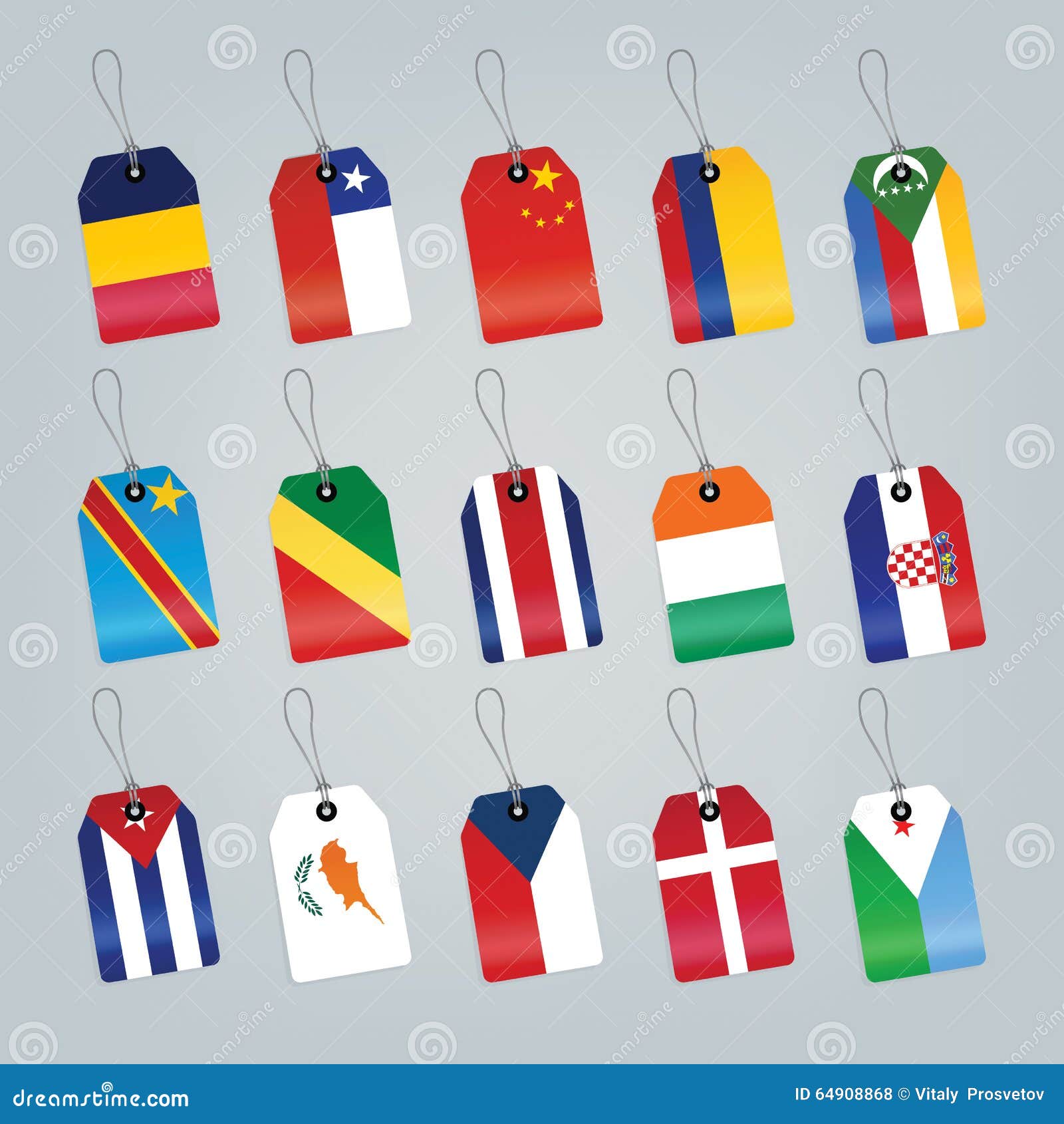 Set of world flags stock vector. Illustration of nation 64908868