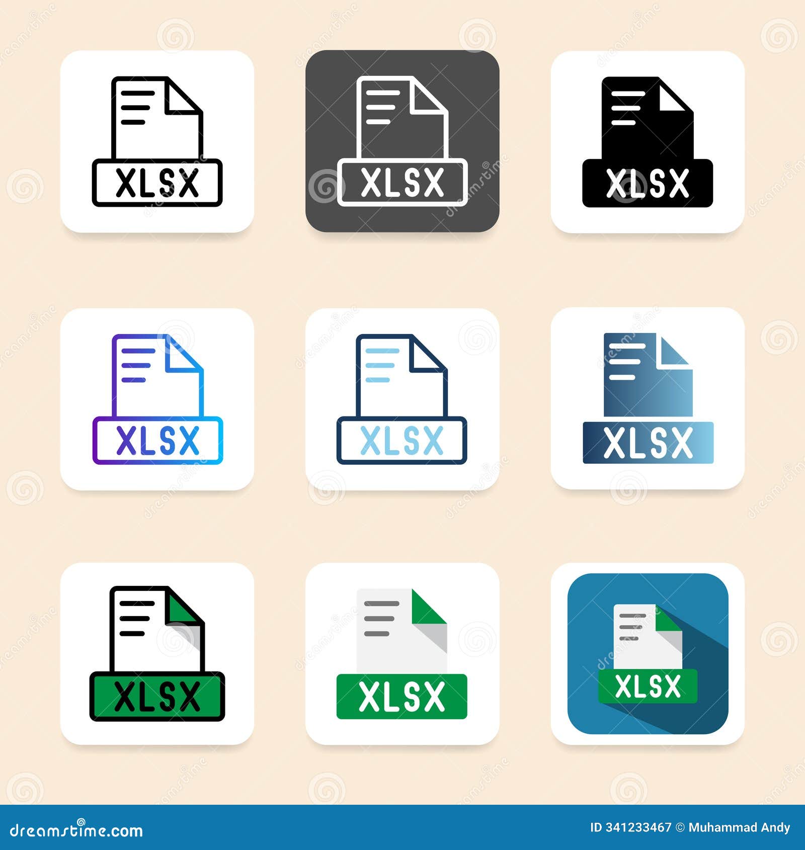 set xlsx document format file icons. simple  for a responsive user interface