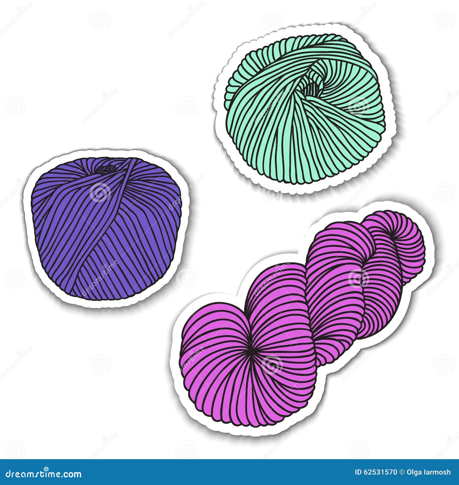 Set of yarn skeins. stock illustration. Illustration of knit 62531570