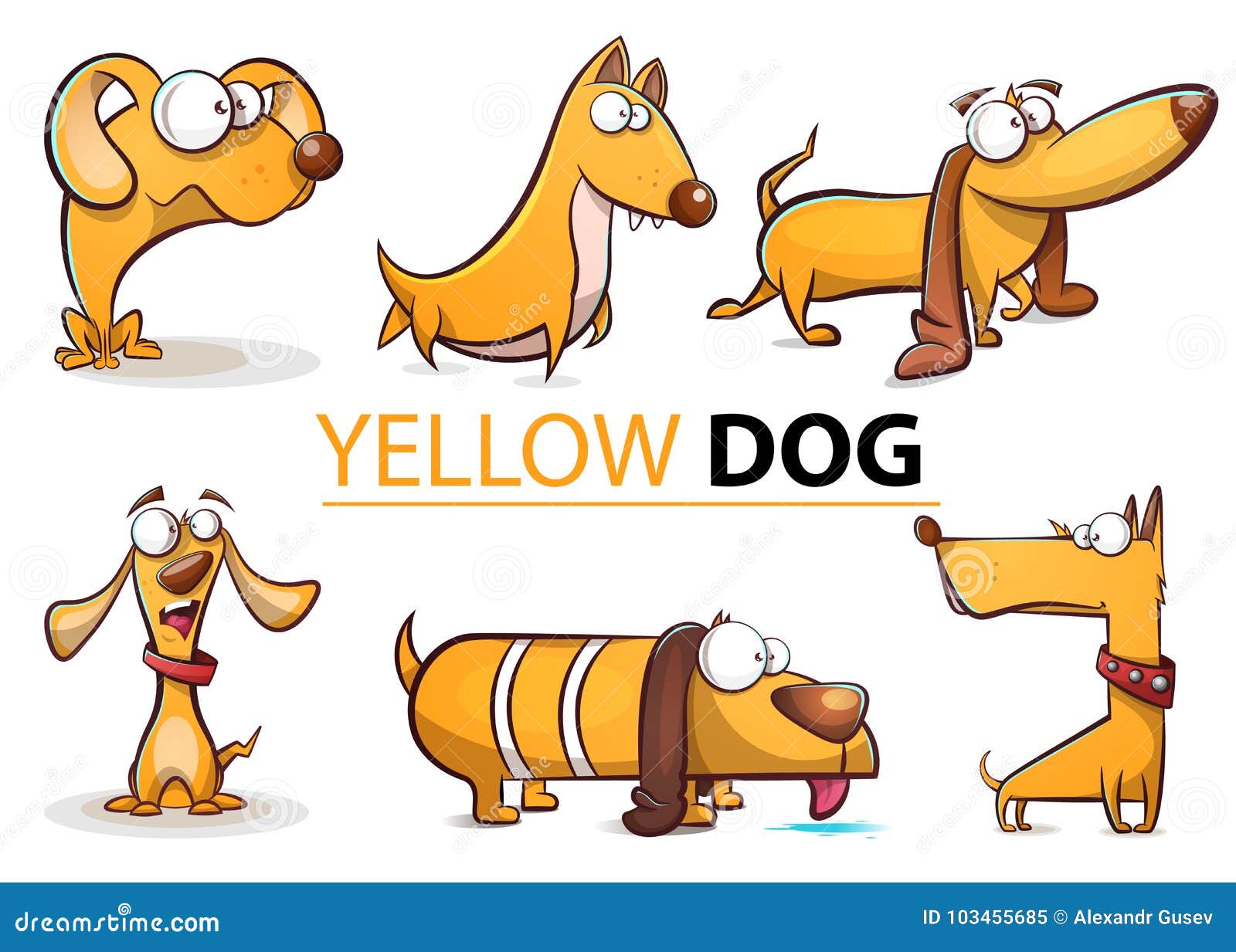 Set Yellow Dog 2018 Cartoon Illustration. Stock Vector - Illustration of canine, paper: 103455685 Set Yellow Dog 2018 Cartoon Illustration. Stock Vector - Illustration of canine, paper: 103455685