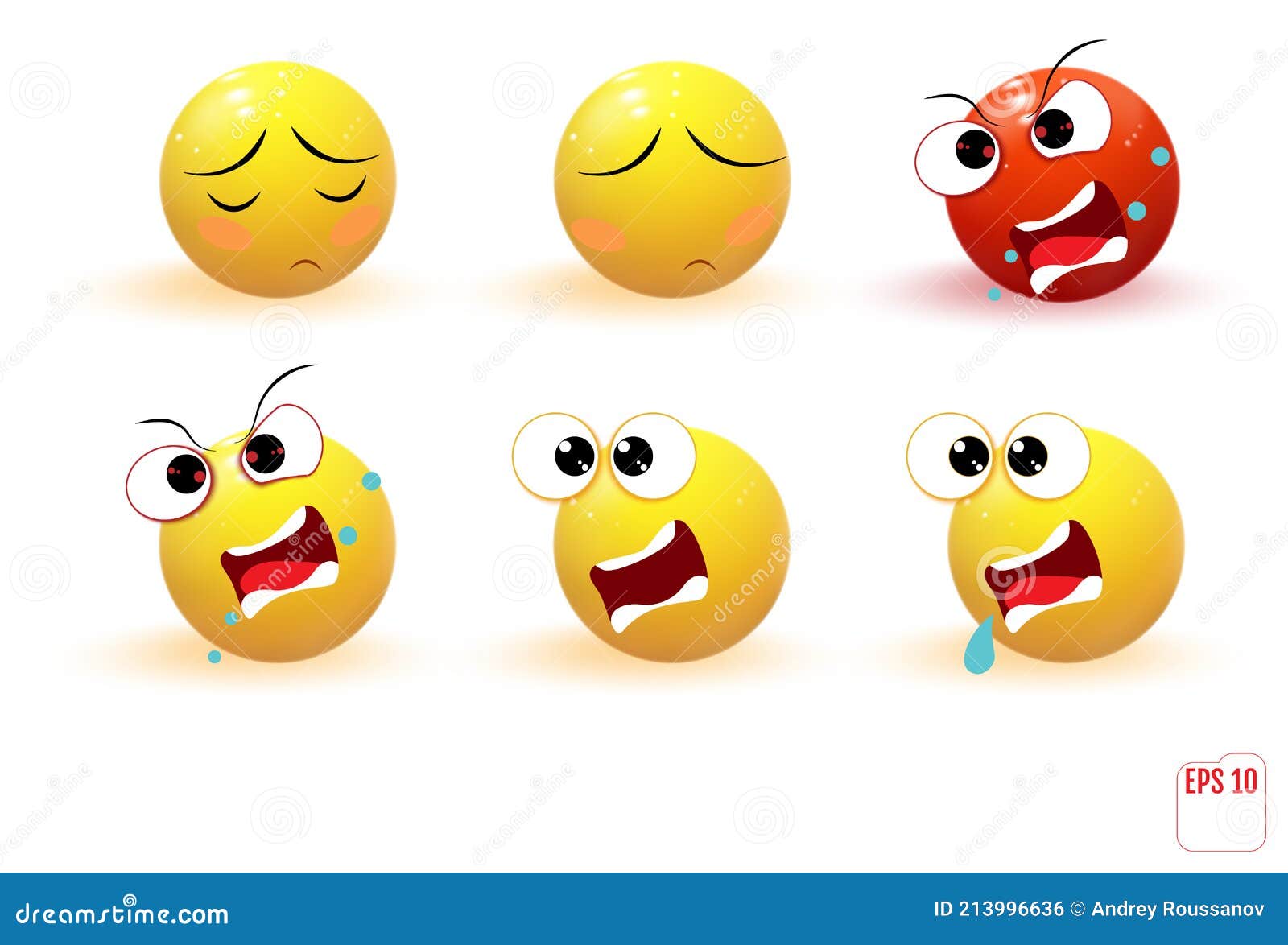 Set of Yellow Emotions. Emoji Stock Vector Illustration of message