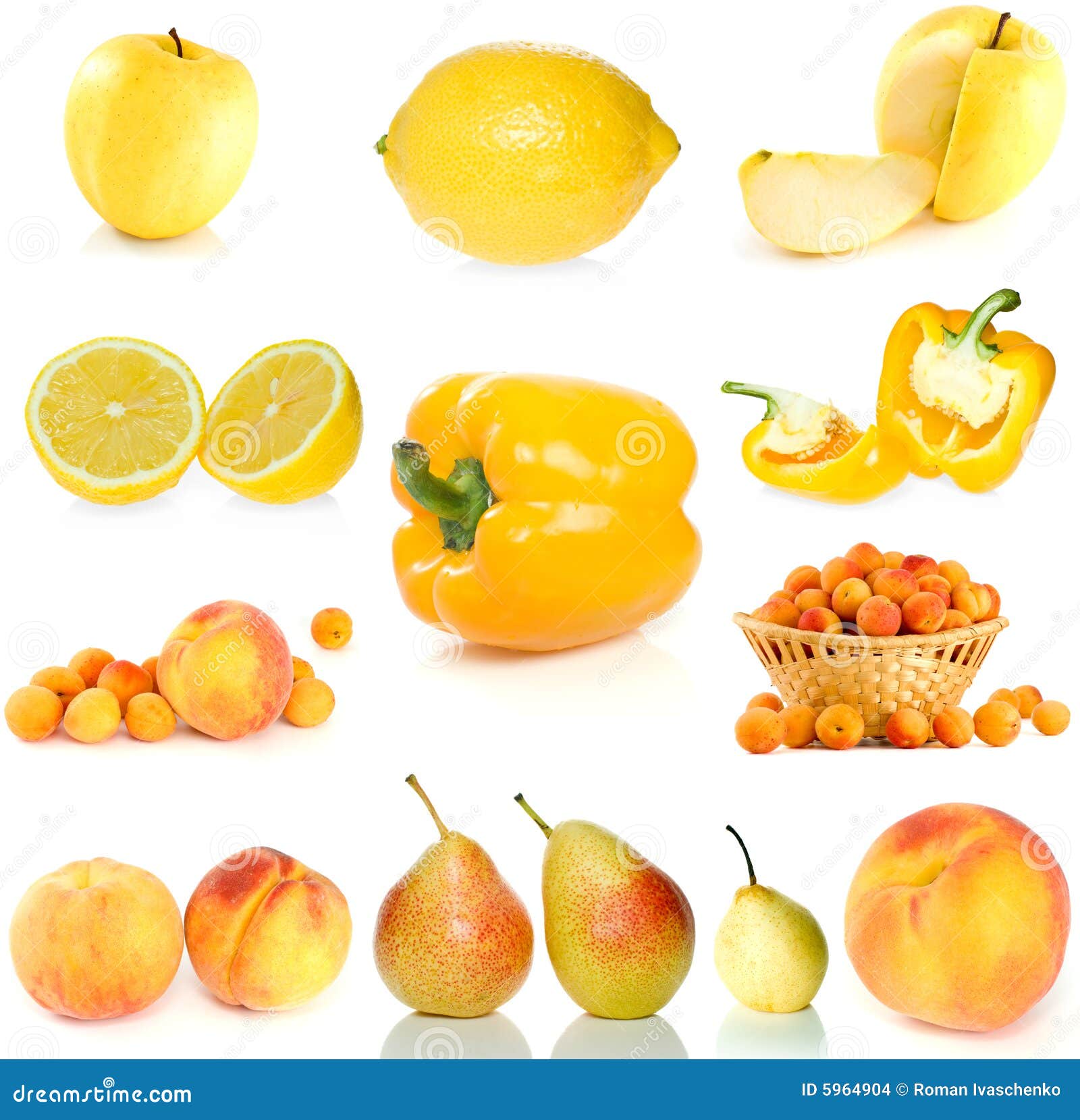 Set Of Yellow Fruit, Berries And Vegetables Stock Photo - Image of ...