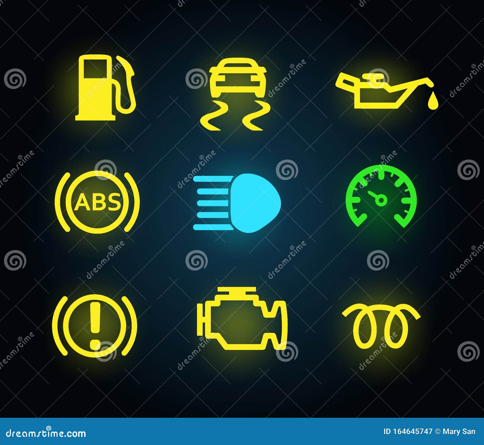 Printable Car Dashboard Diagram with Labels and Warning Light Symbols