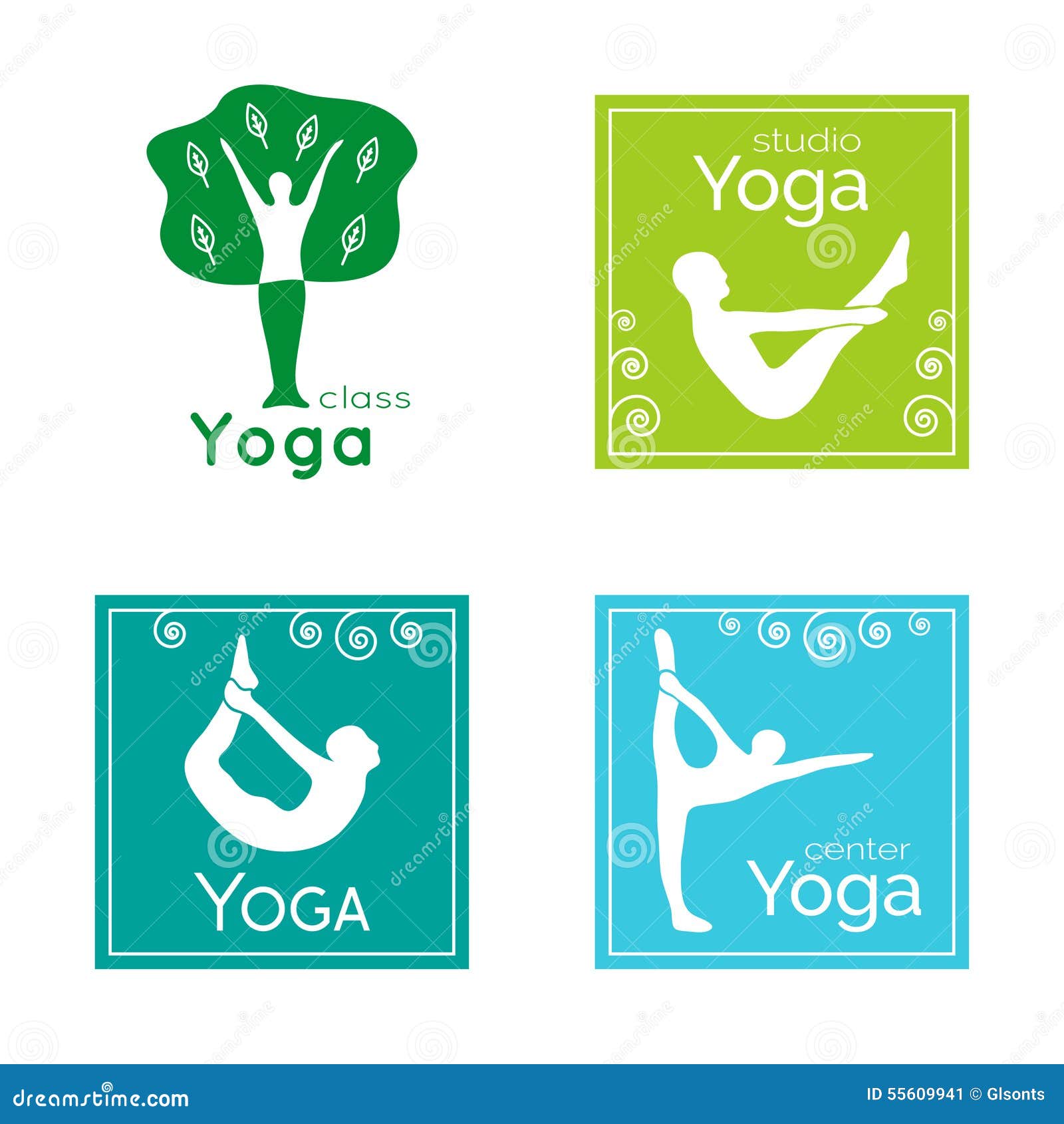 Set of yoga logos. stock vector. Illustration of icon - 55609941