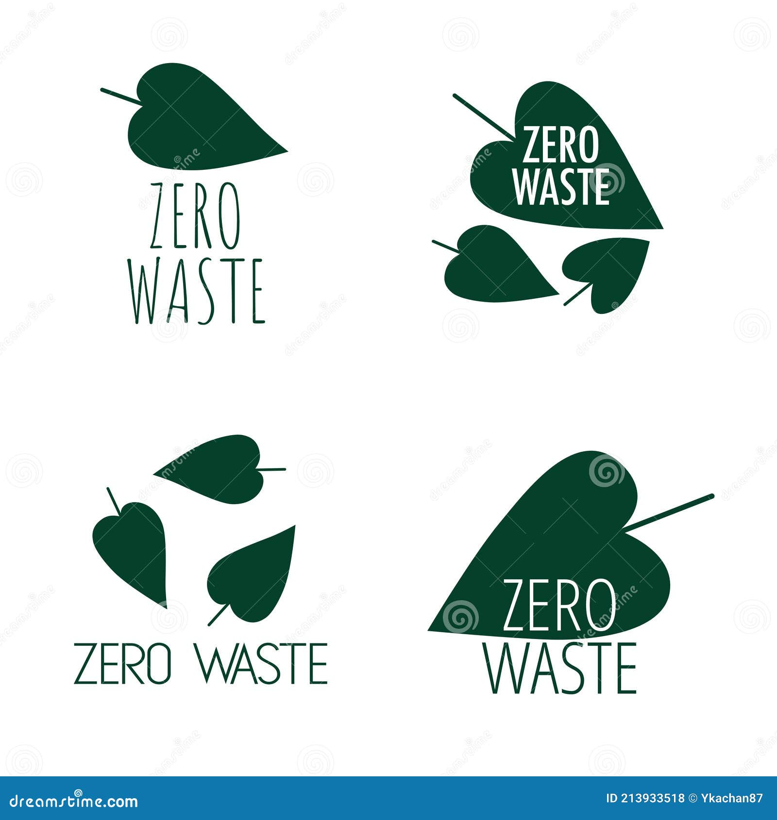 Set of Zero Waste Logotypes Isolated on White Background. Linear Icon ...