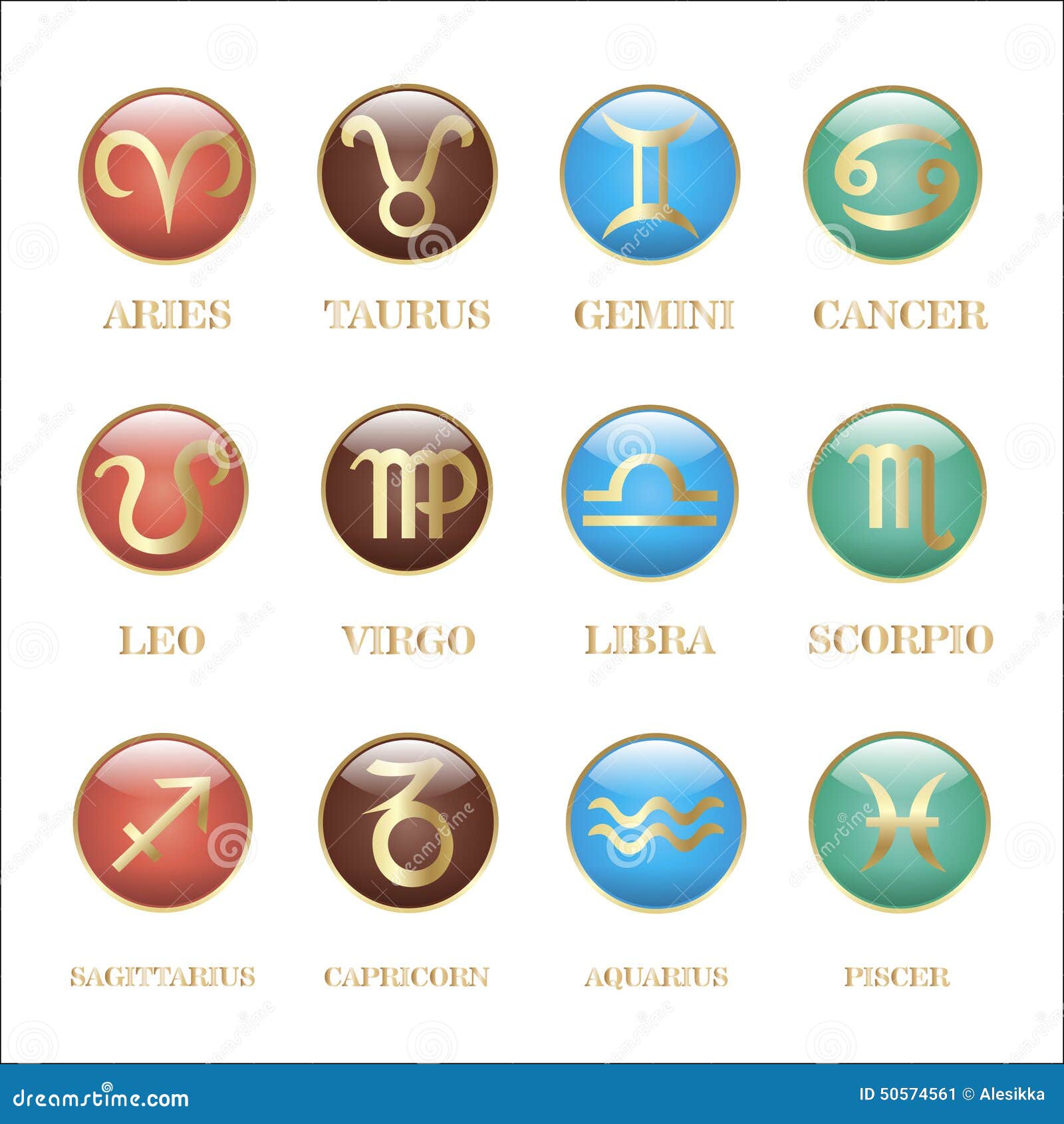 Set Zodiac Sign in Circle Frame Stock Illustration - Illustration of ...