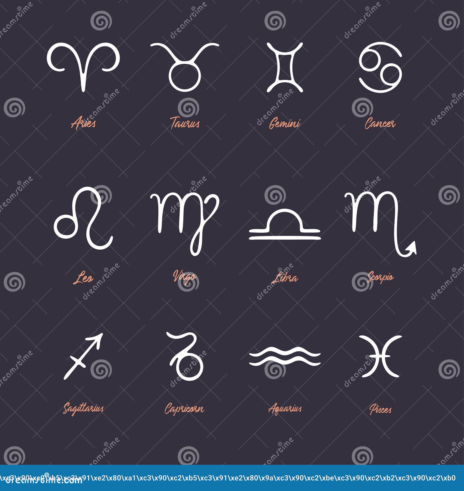 Set of Zodiac Signs Characters. 12 Items Stock Vector Illustration of