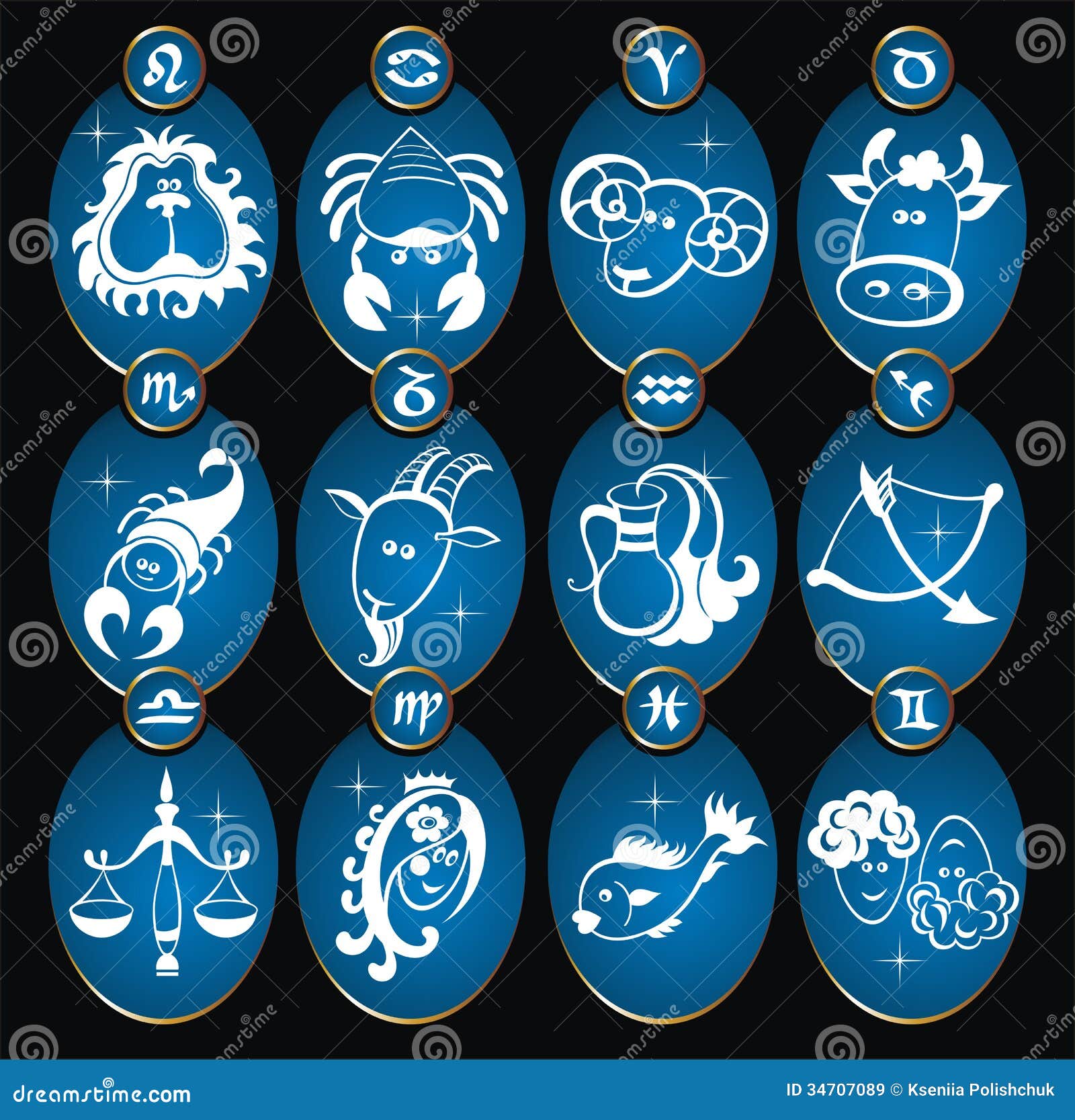 Set of zodiac signs stock vector. Illustration of mystic - 34707089