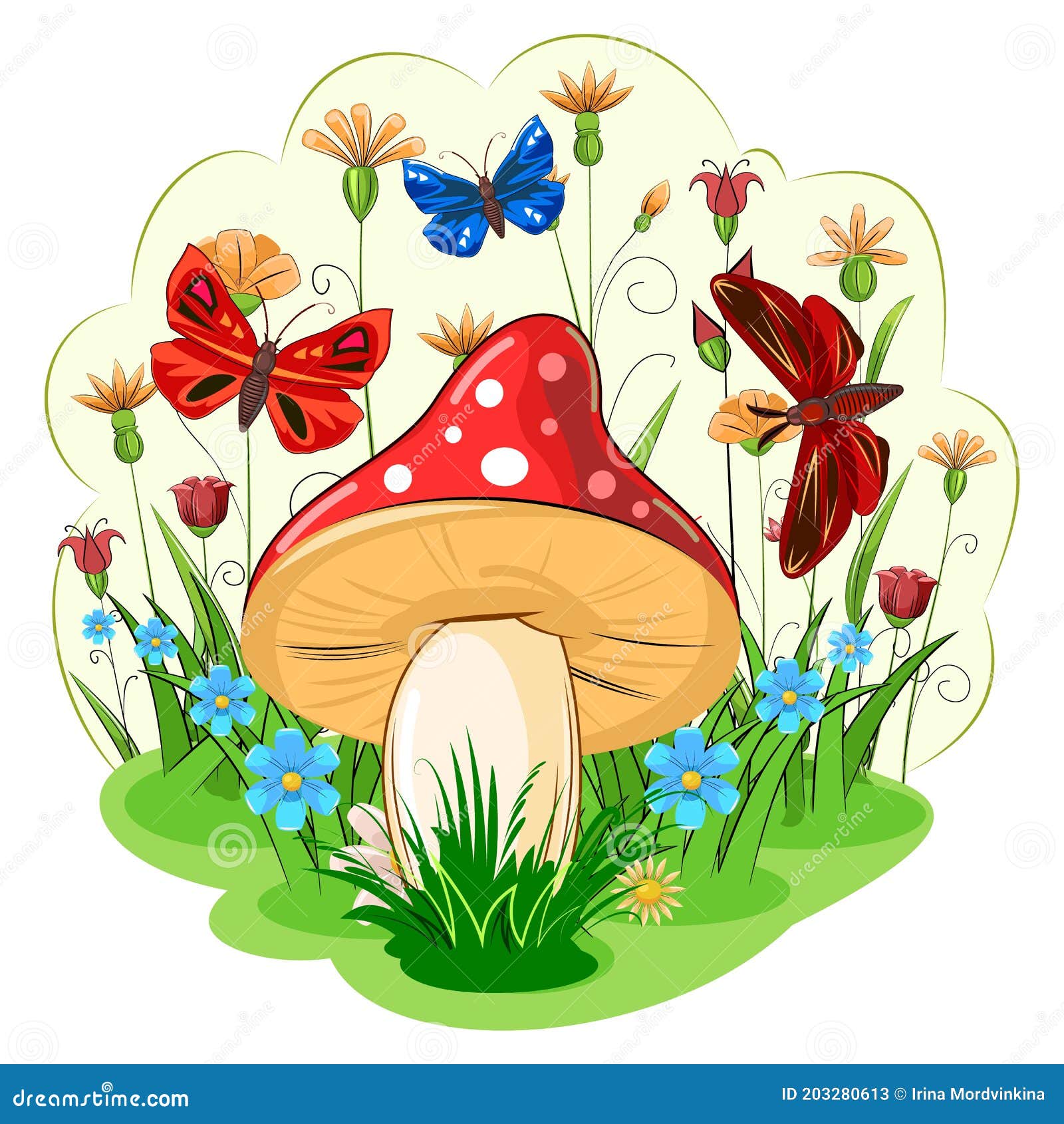 Setas Rojas Al Fondo De Un Prado Floreciente Y Mariposas. Estilo Plano De Dibujos Animados. Paisaje. Flores Silvestres Y Ilustración del Vector - Ilustración de realista, bandera: 203280613 Setas Rojas Al Fondo De Un Prado Floreciente Y Mariposas. Estilo Plano De Dibujos Animados. Paisaje. Flores Silvestres Y Ilustración del Vector - Ilustración de realista, bandera: 203280613