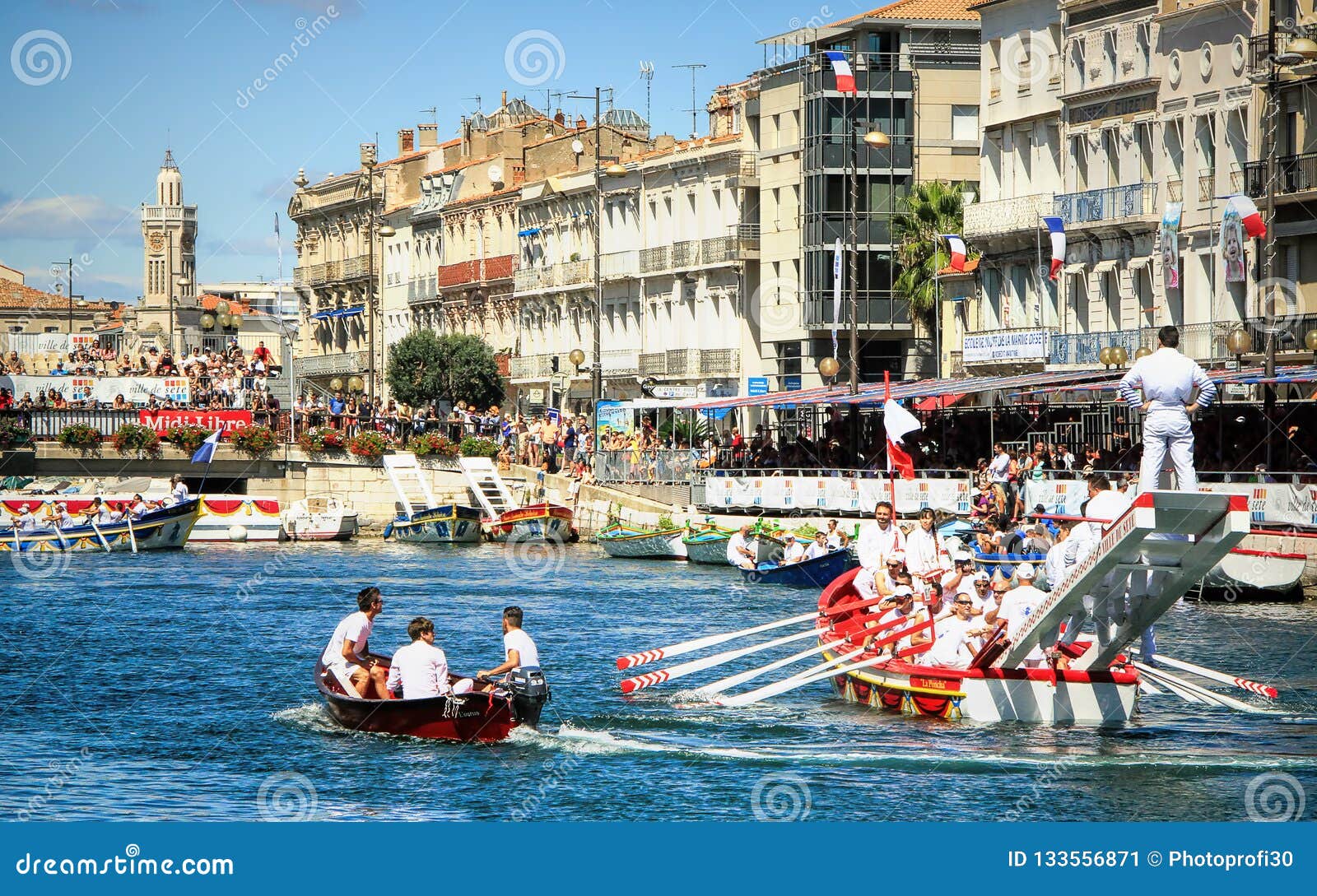 Water Jousting Performance during St.Louis Festival at the Stree ...