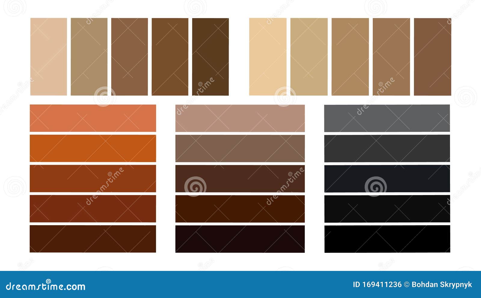 Seth Palette of Shades of Hair Color. Stock Vector - Illustration of
