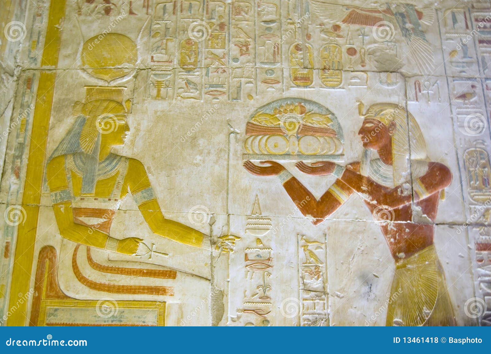 seti offering food to the goddess hathor