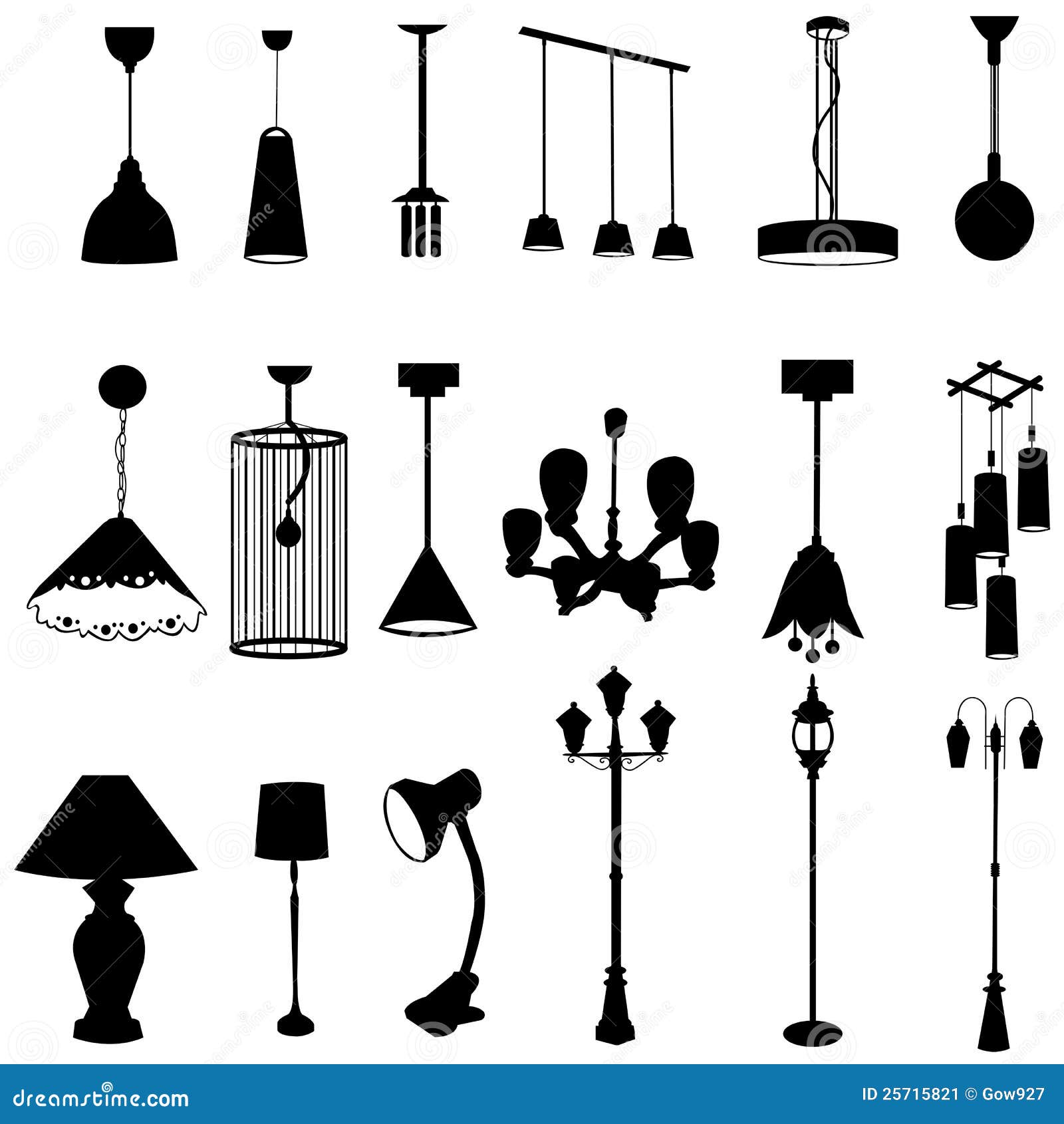 Sets of silhouette lamps stock vector. Illustration of restaurant
