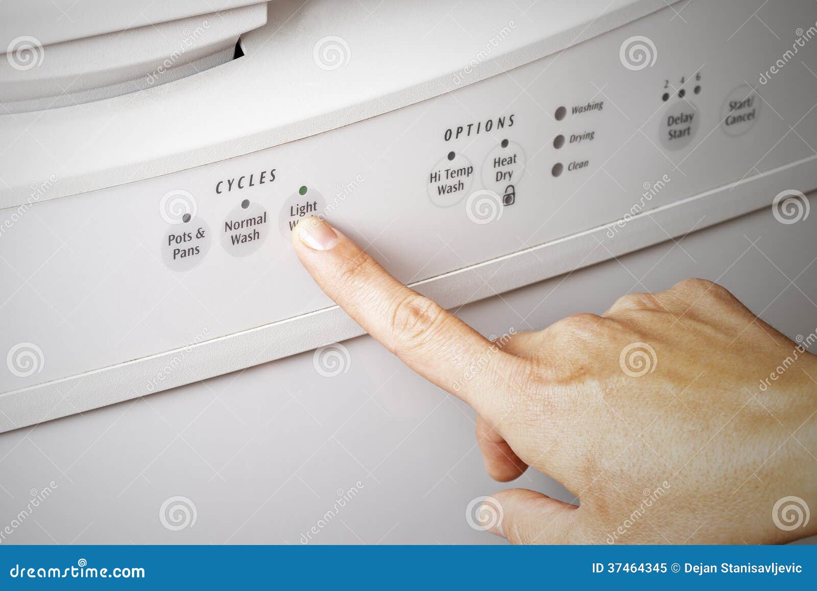 setting-the-dishwasher-cycle-to-light-wash-energy-efficient-concept