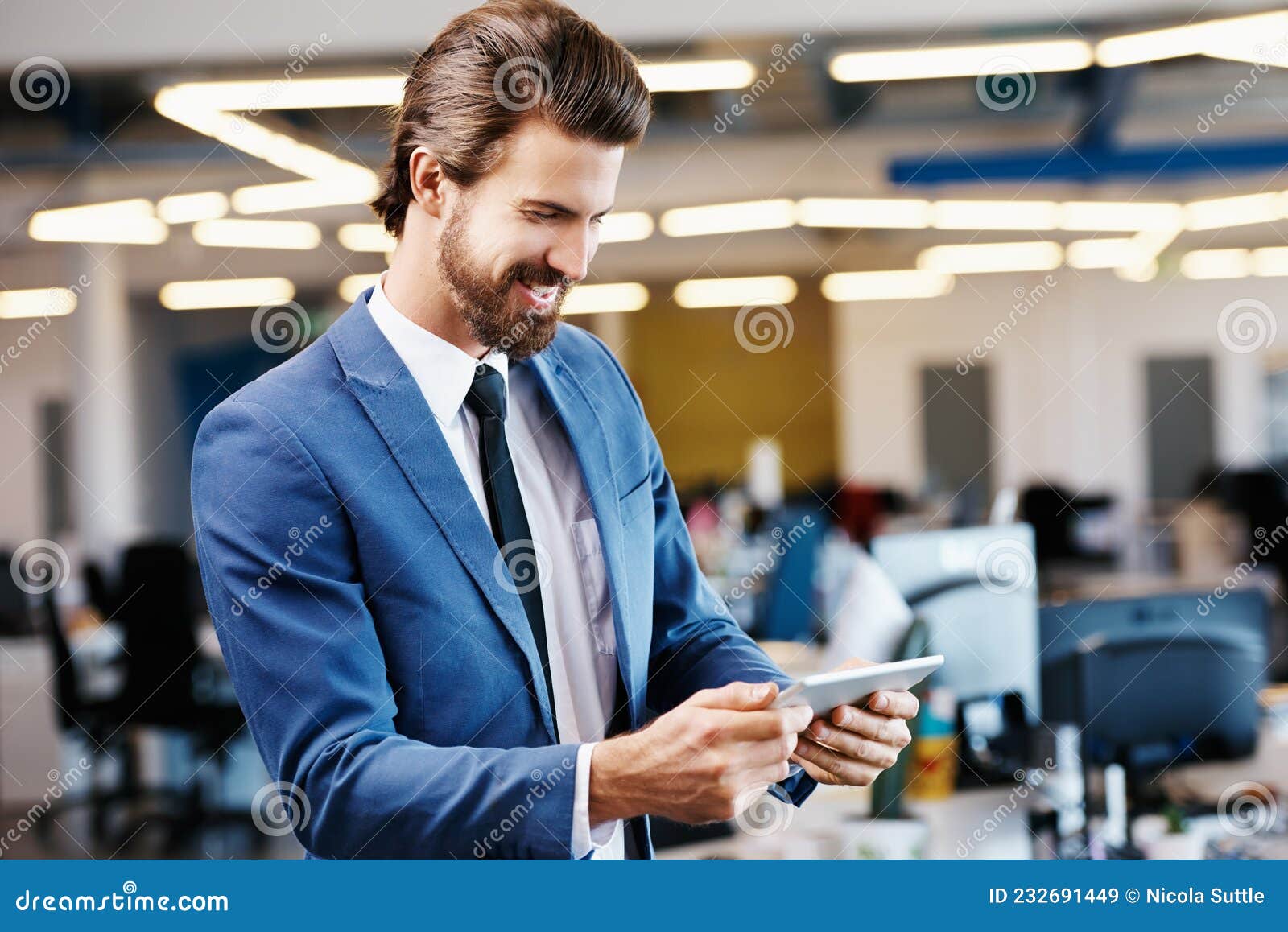Setting Up His Tablet for Business Use Stock Image Image of successful, contemporary 232691449