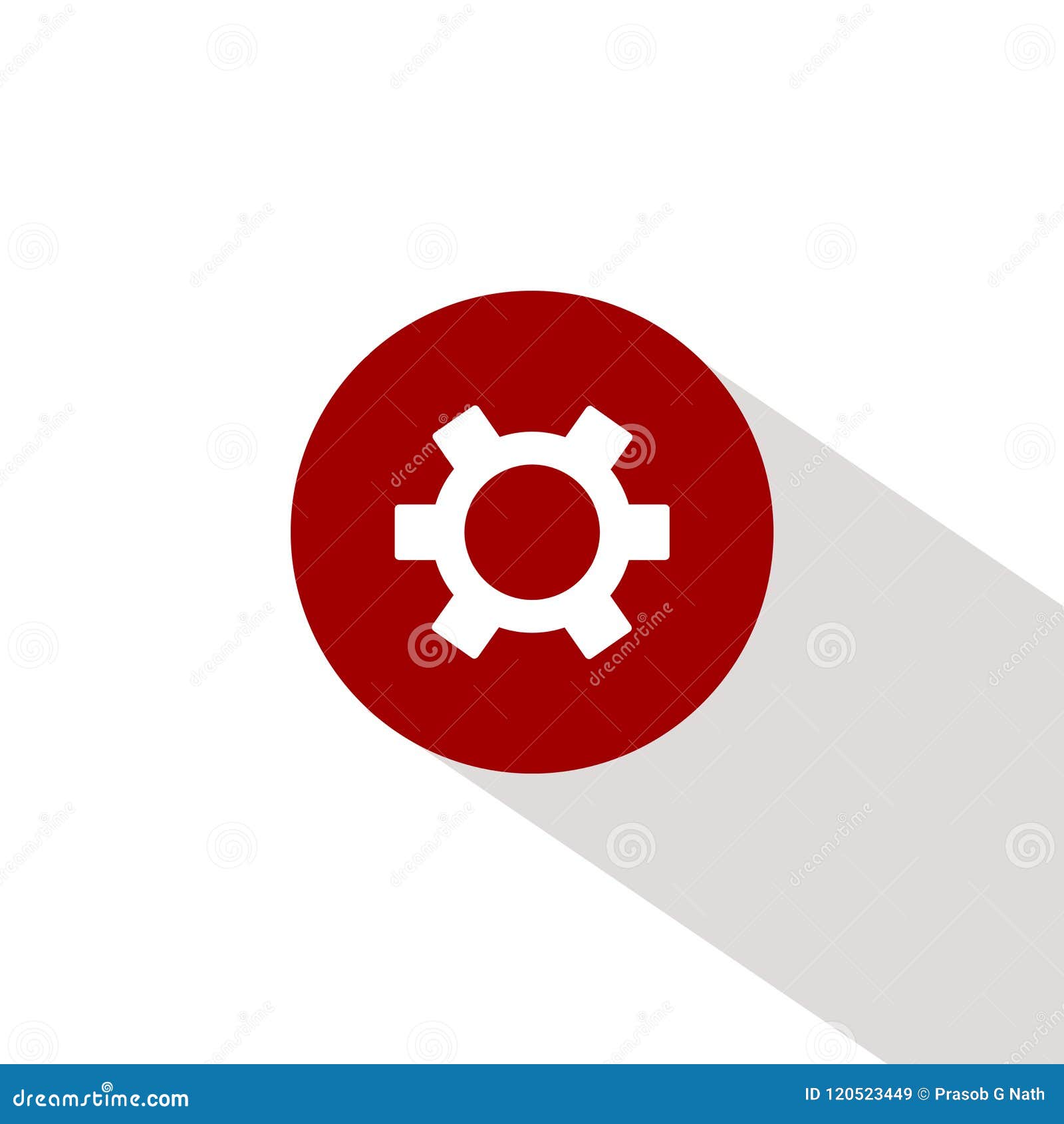 settings icon  in white background with shadow effect.