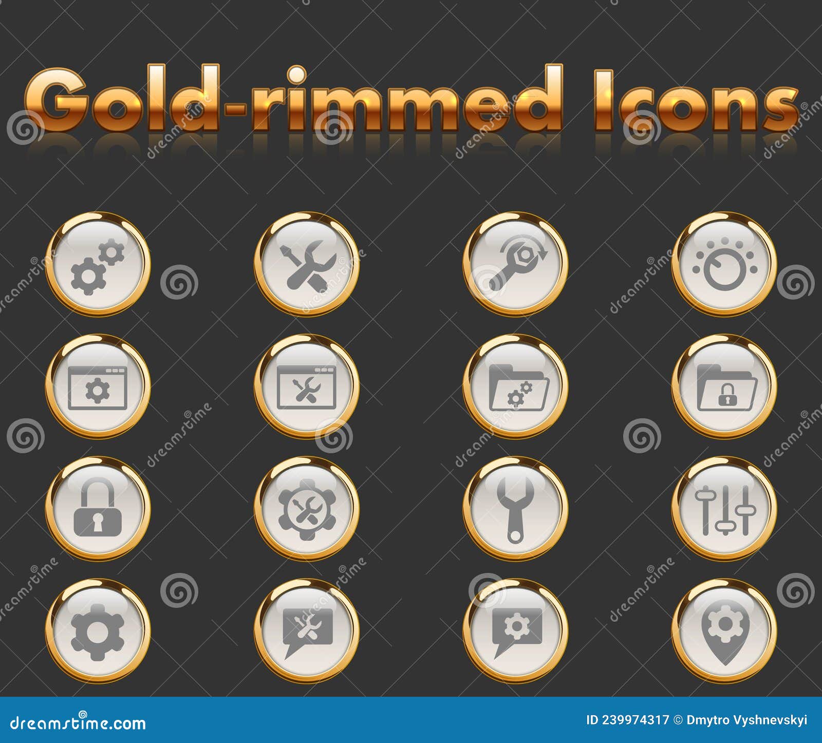 Settings icon set stock vector. Illustration of pointer 239974317