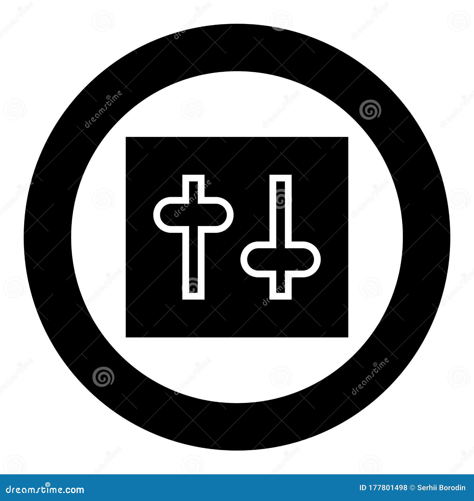 Settings Knob Setting Switches Regulators Icon in Circle Round Black