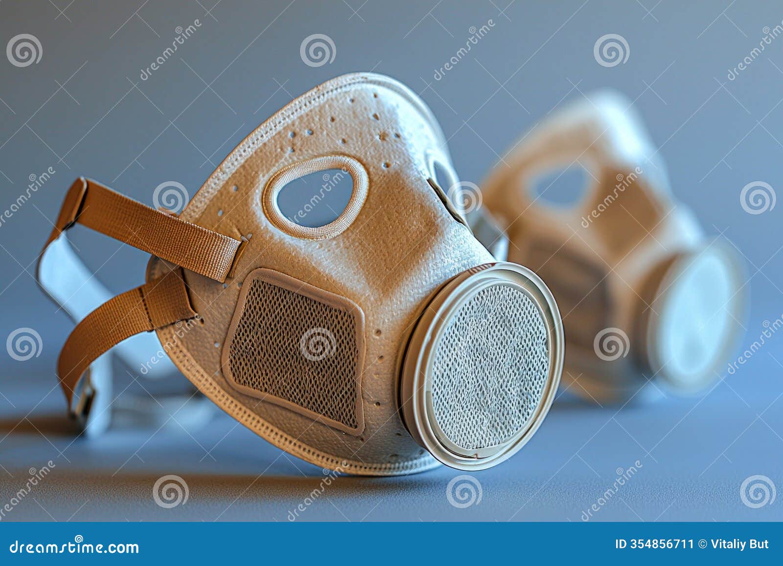 setup features detailed view of high grade n95 respirator mask showcasing its adjustable straps and filter 