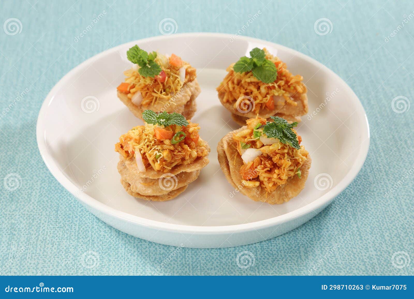 Sev Puri Chaat or Street Food Sev Puri, Indian Snack Stock Image