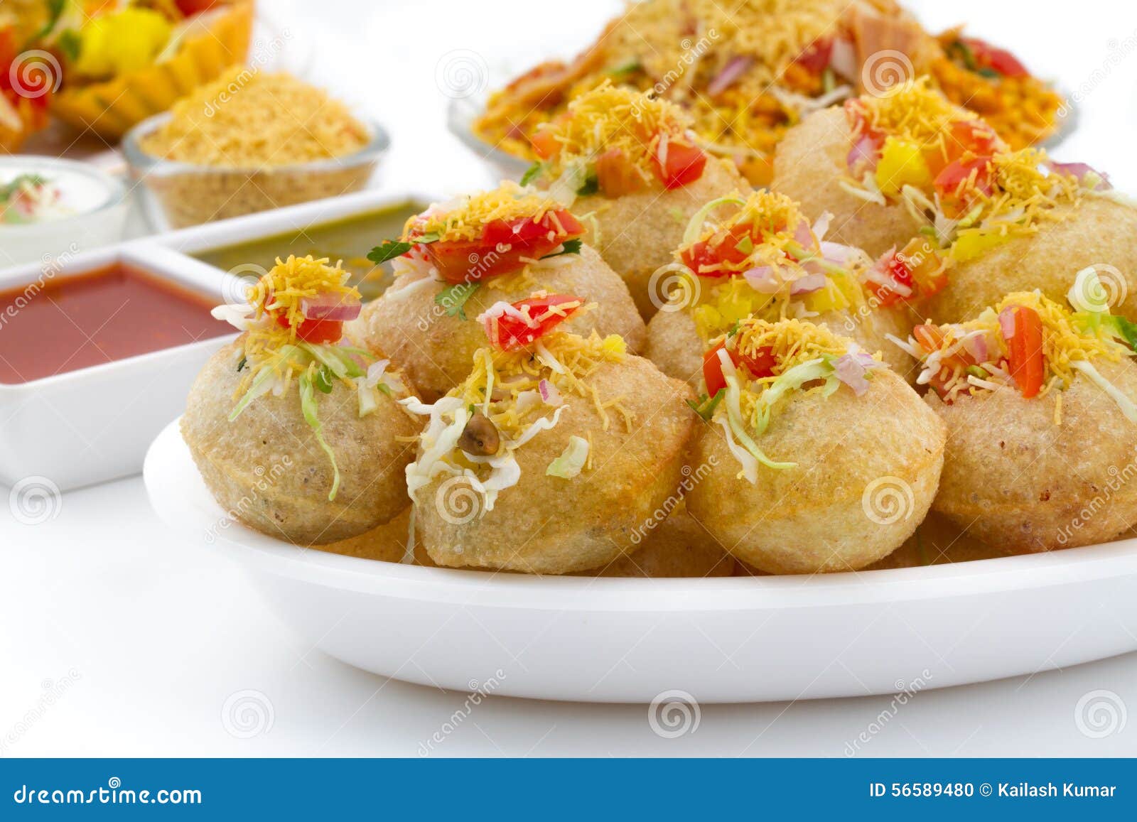 Sev Puri Stock Photo - Image: 56589480