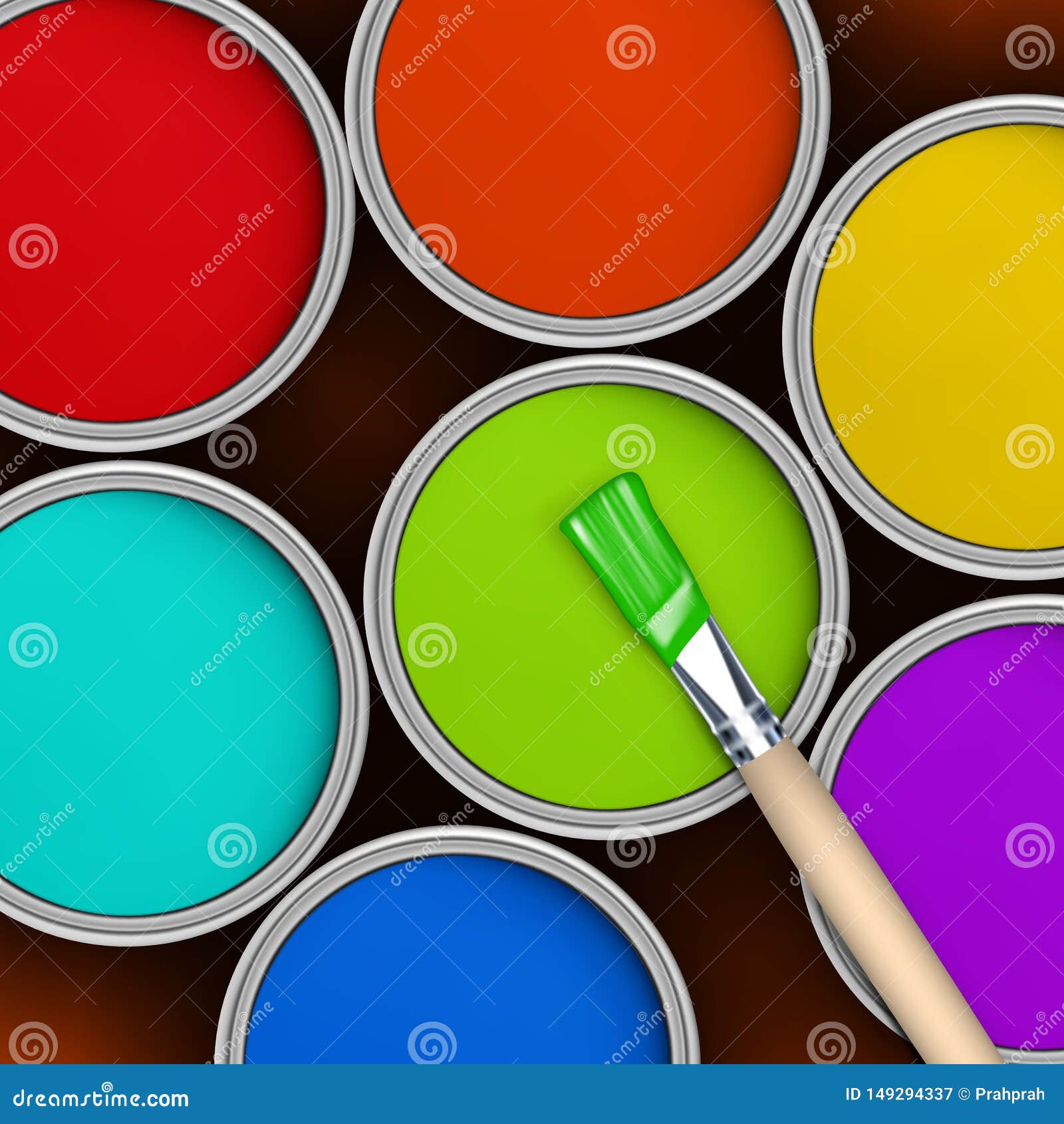 Seven Colors of the Rainbow Colorful Paint Jars Stock Illustration