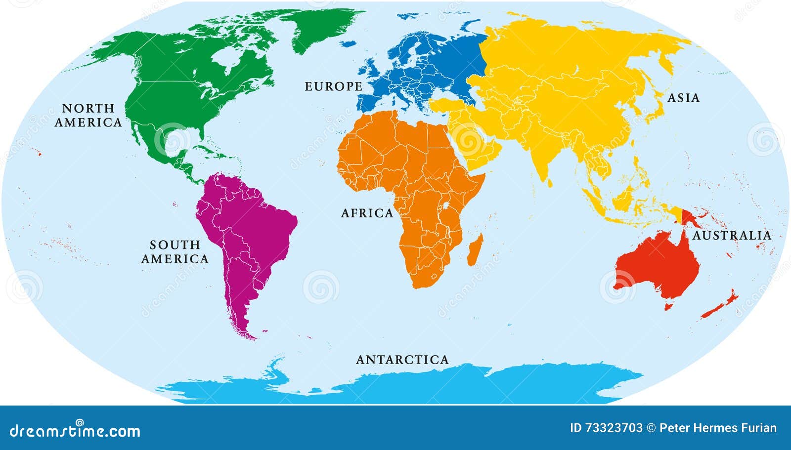 seven continents world map