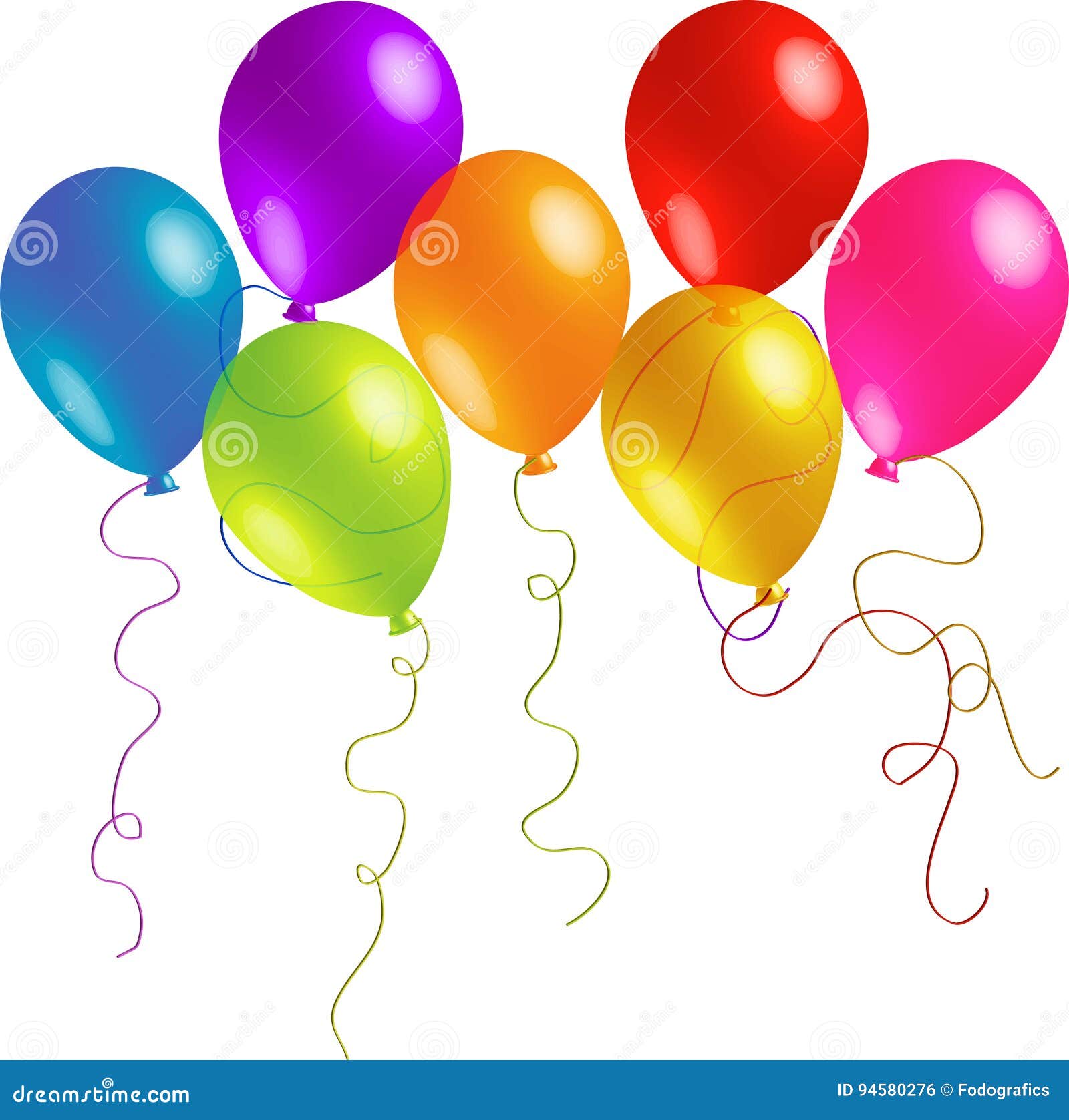 Seven Colorful Birthday Balloons Graphic by harunikaart · Creative Fabrica