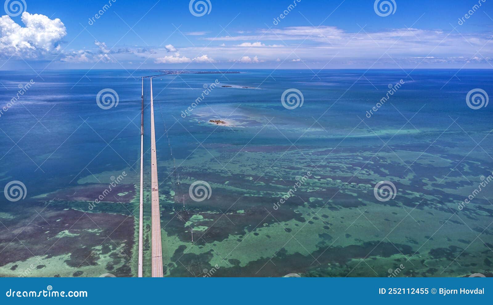 the seven mile bridge, florida. aerial view.