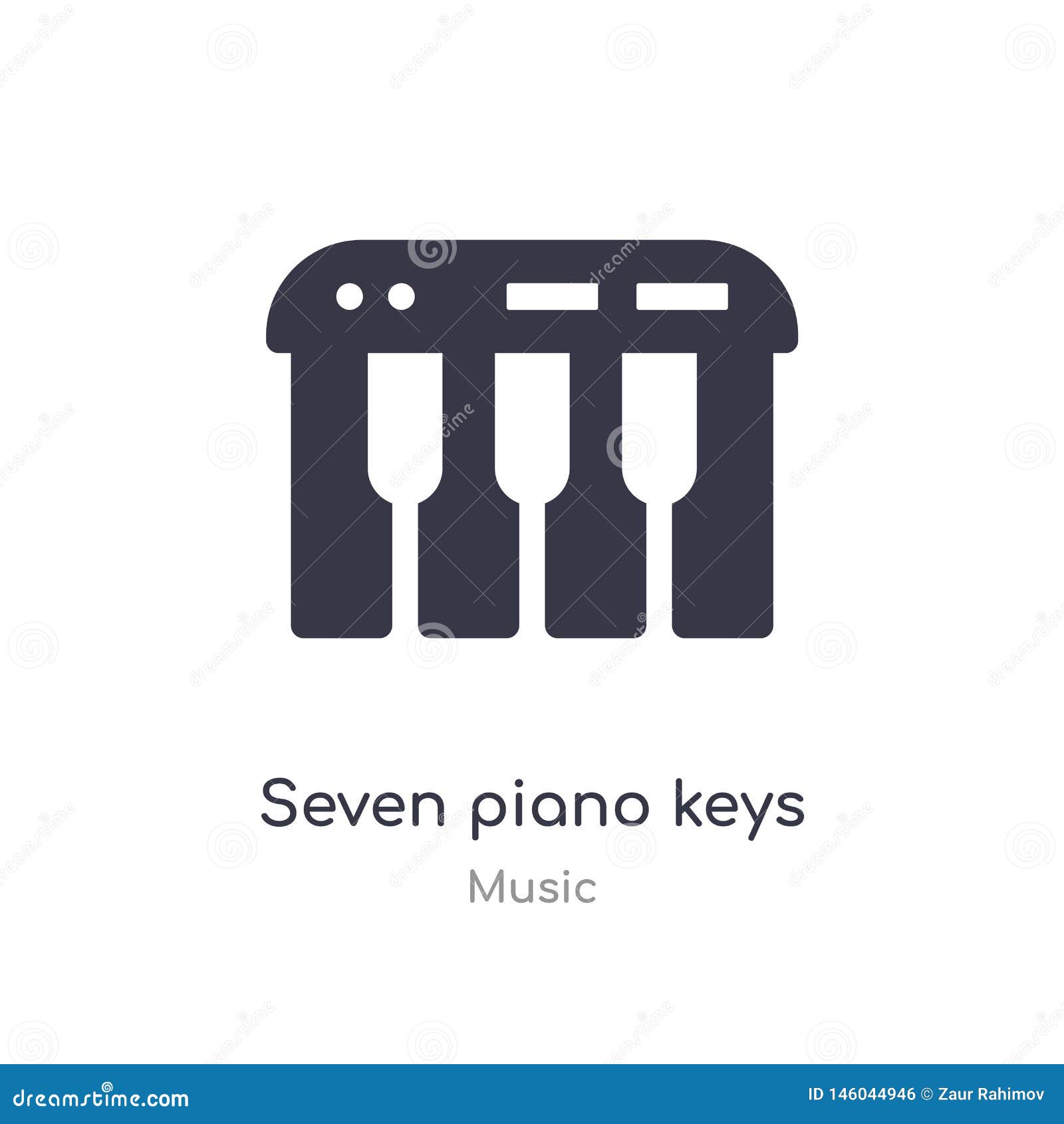 Seven Piano Keys Outline Icon. Isolated Line Vector Illustration from