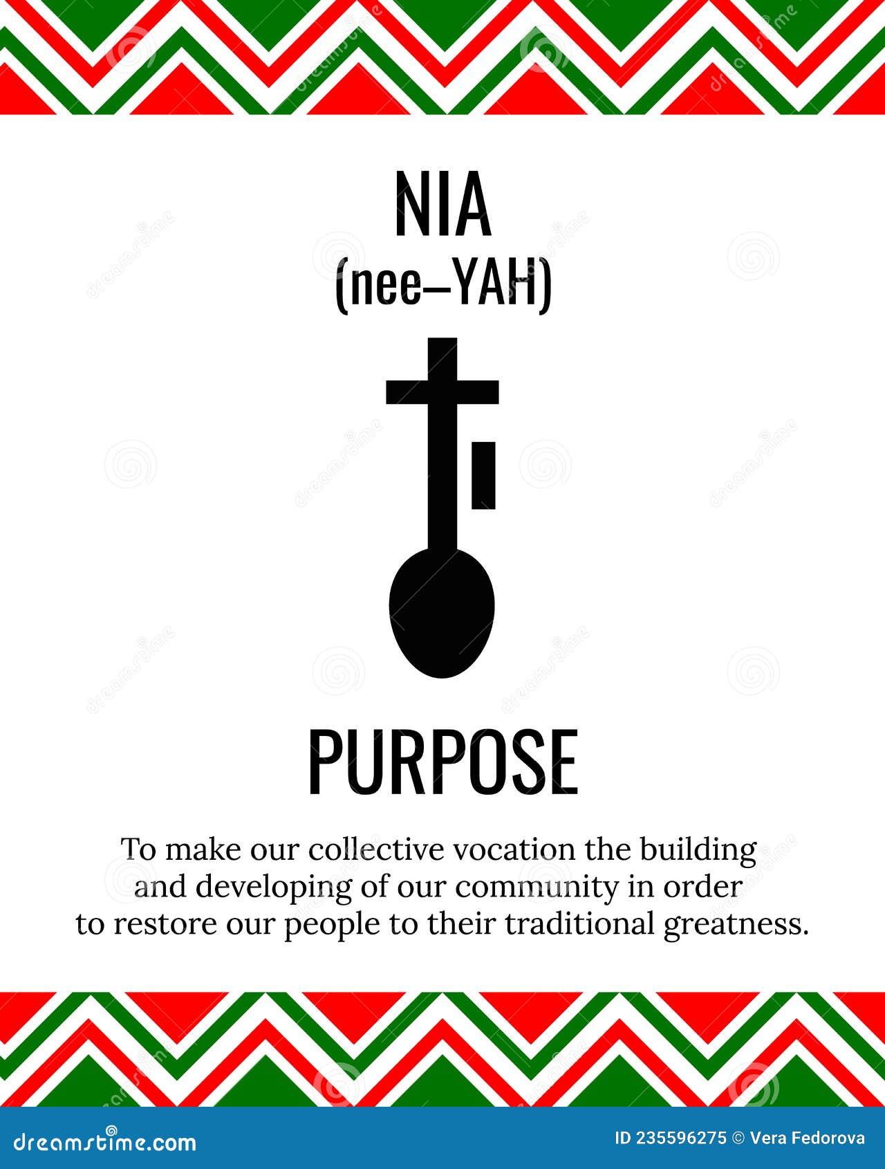 the seven principles of kwanzaa sign. fifth day of kwanzaa purpose or nia. african american holidays.  template